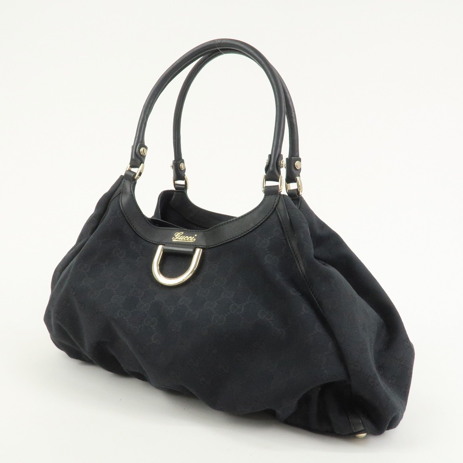 Gucci Abbey Shoulder Bag - Black, GG Canvas, Leather