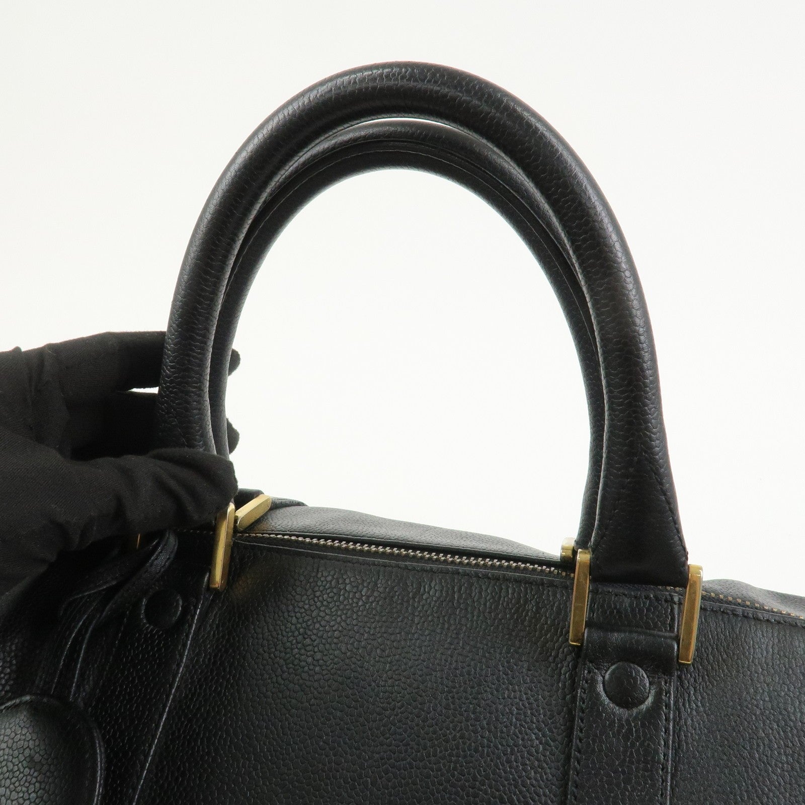 Chanel Coco Mark Caviarskin Boston Bag - Black, Leather