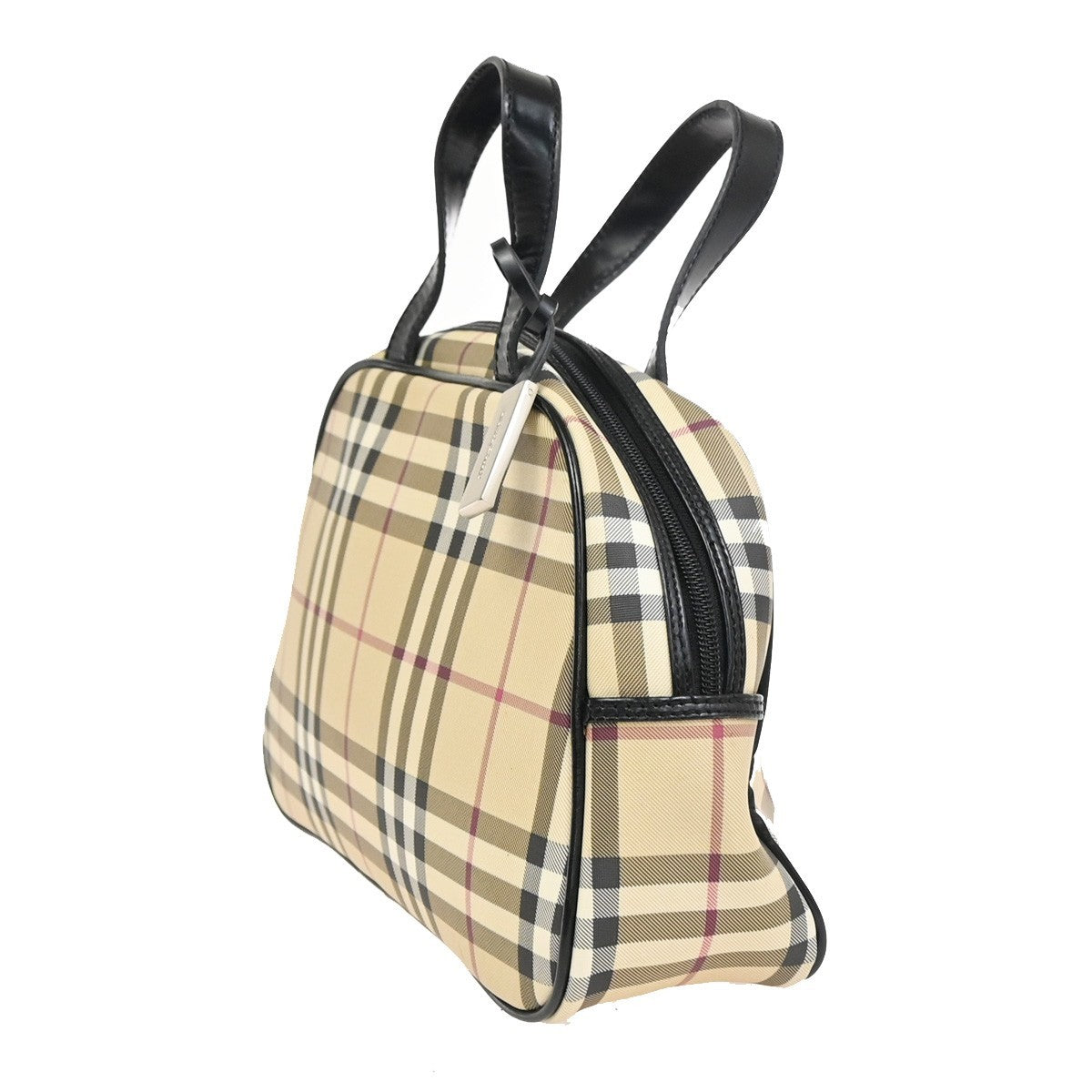 Burberry Nova Check Hand Bag - Beige Black, Leather PVC