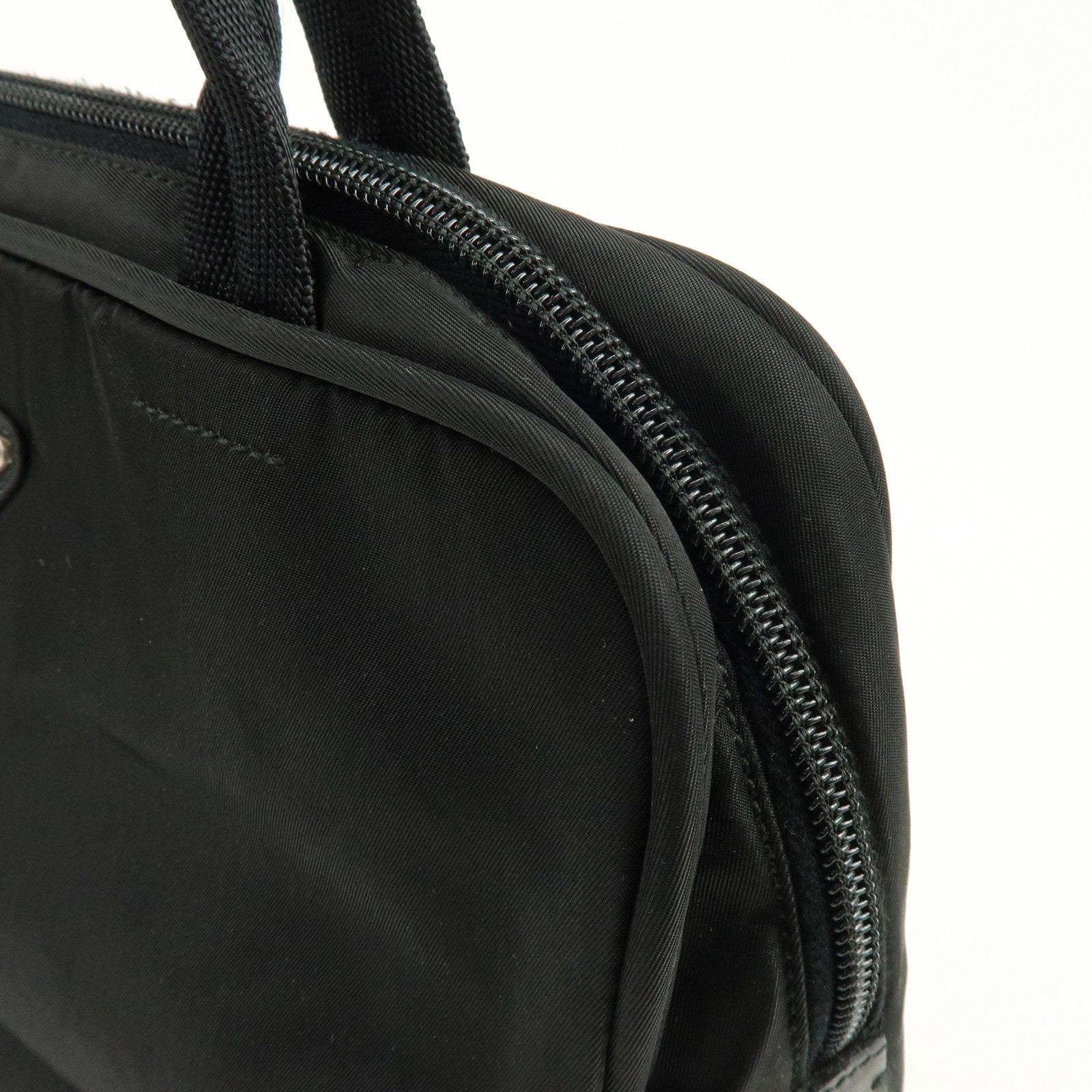 Prada Triangle Logo Hand Bag - Black, Nylon and Leather