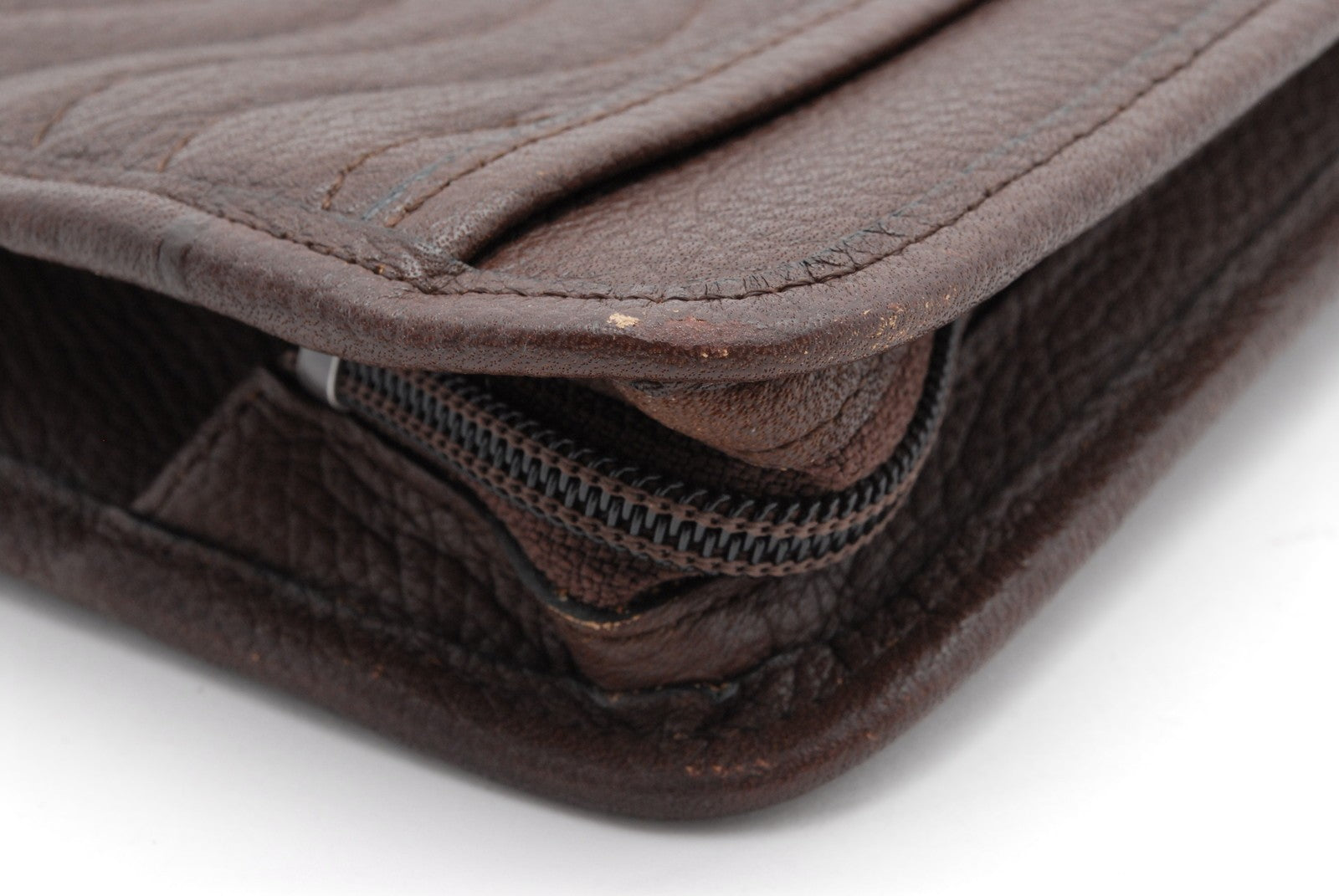 Saint Laurent Yves Leather Clutch Bag - Brown, Leather