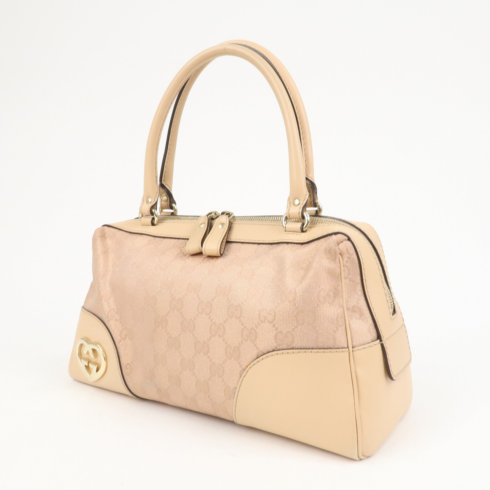 Gucci Lovely Heart GG Monogram Mini Boston Bag - Pink Beige, Canvas