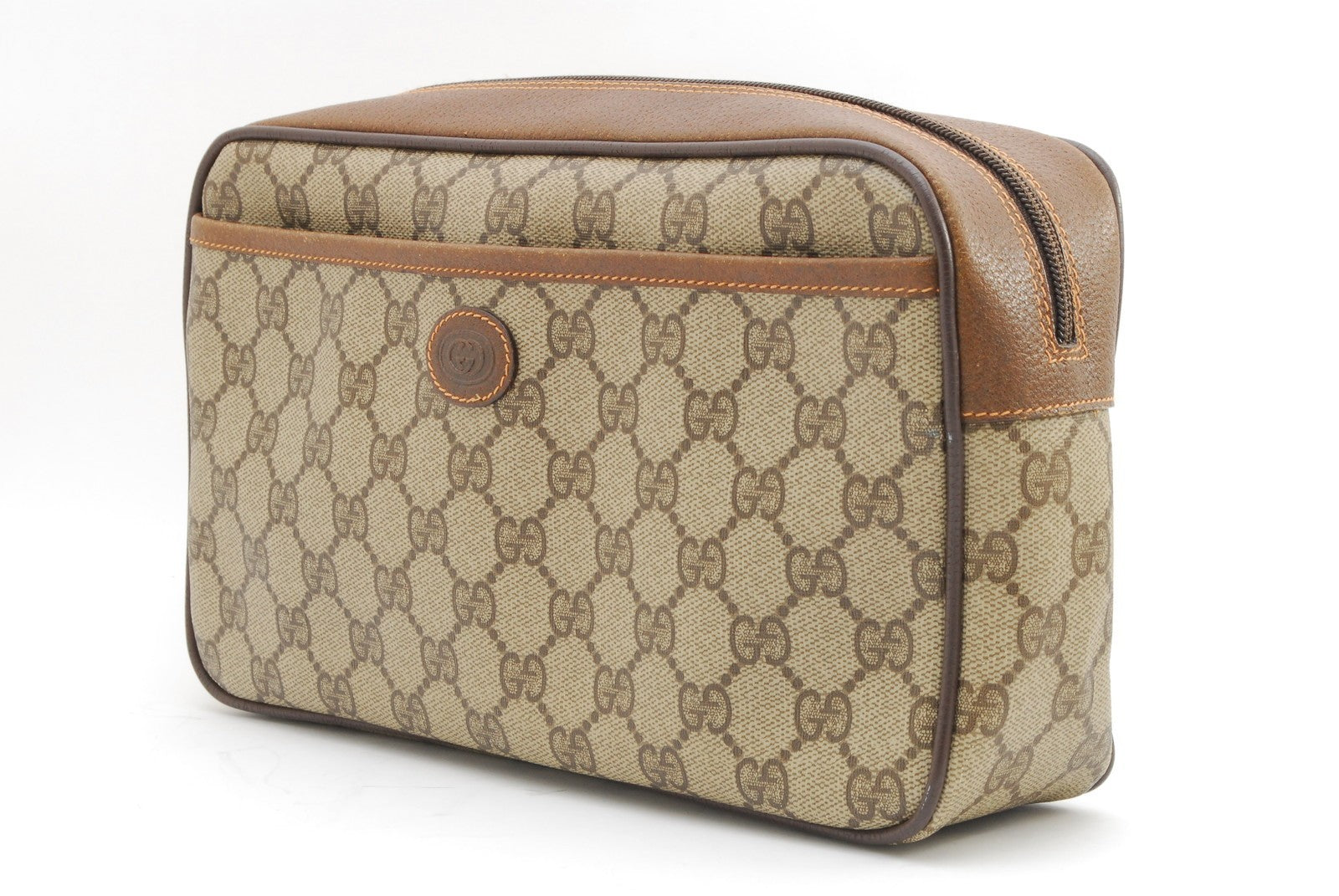 Gucci GG Supreme Clutch - Beige, PVC Leather