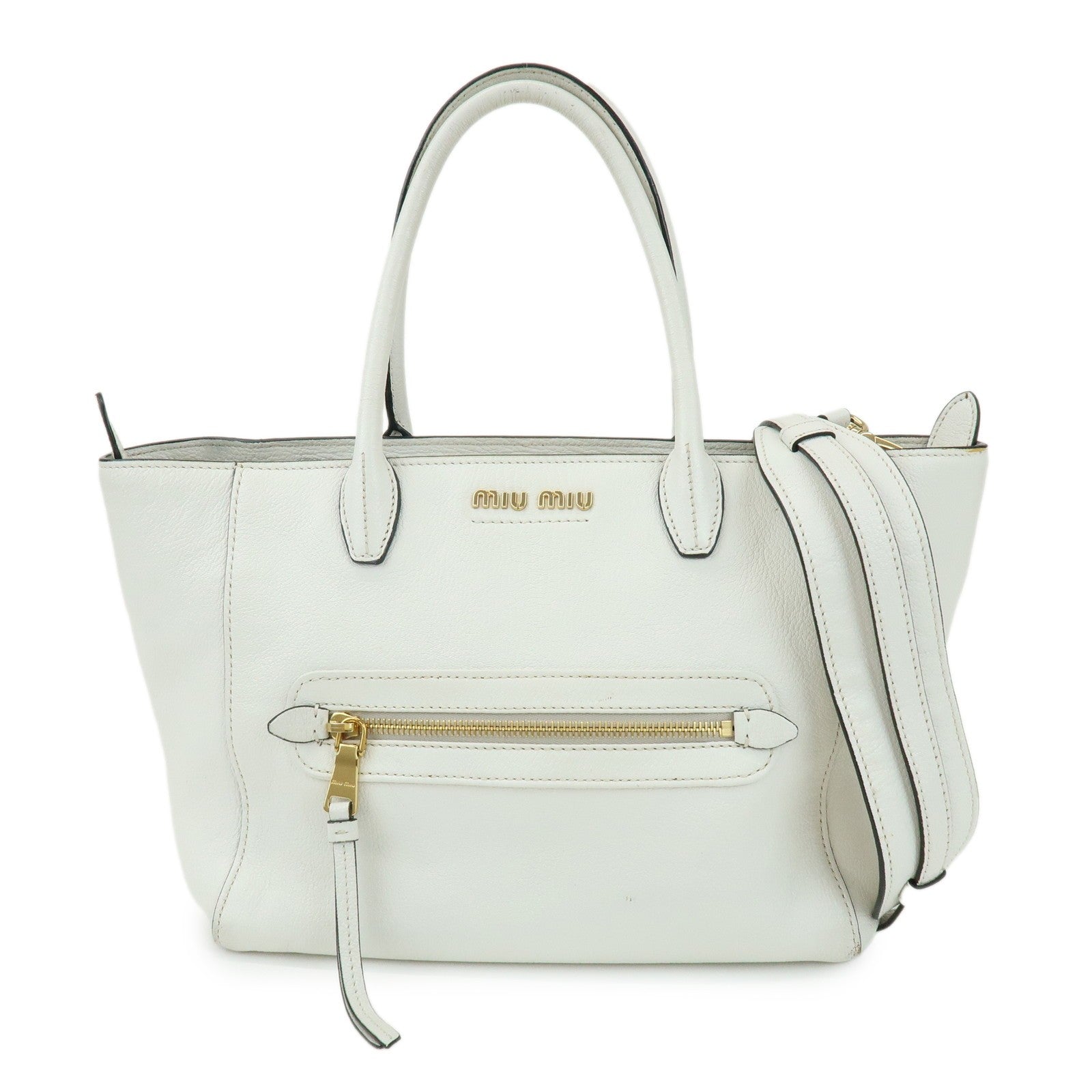 Miu Miu Madras 2Way Hand Bag - White, Leather