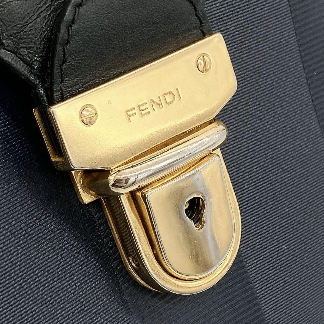 Fendi Pecan Pattern Shoulder Bag - Black x Navy, PVC Leather