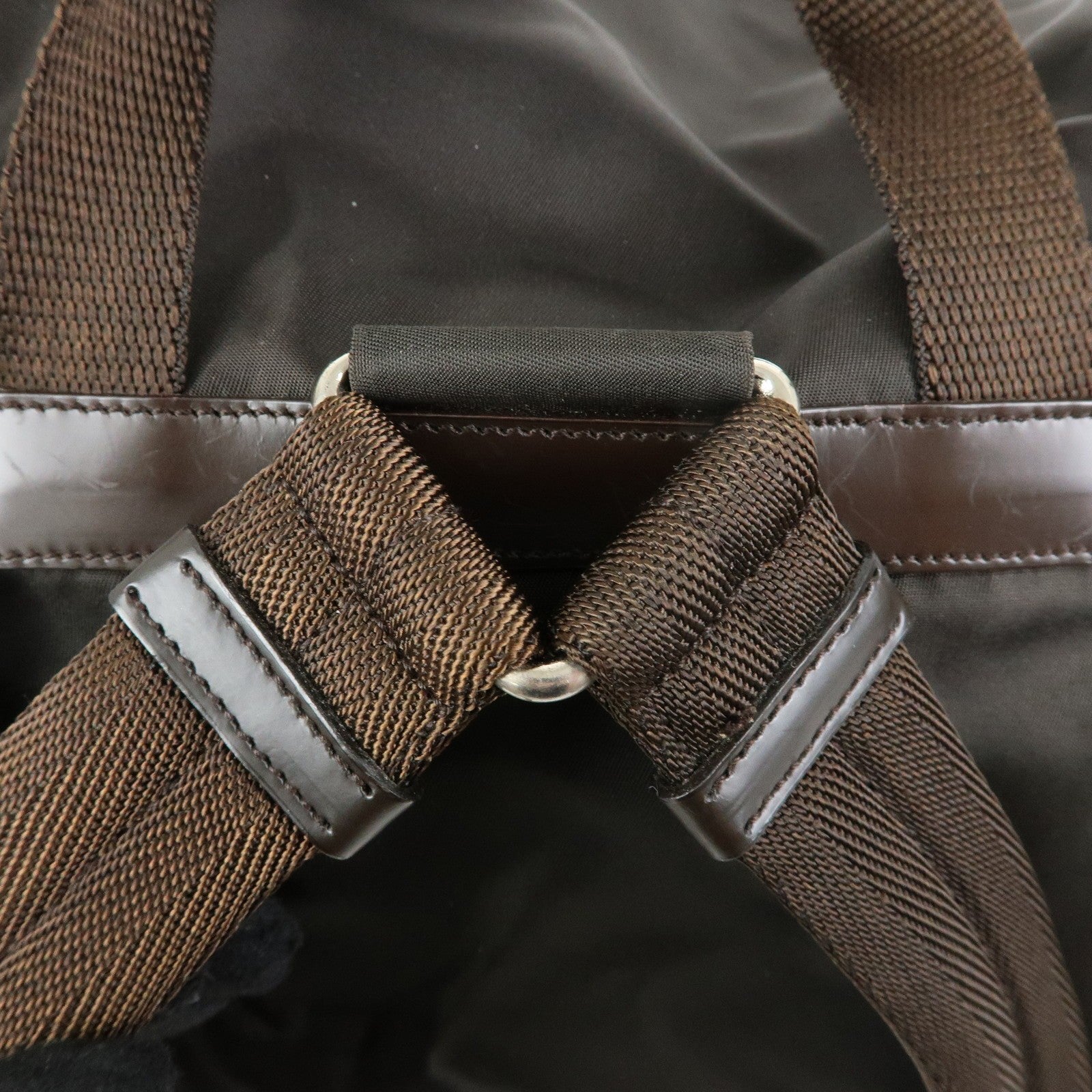 Prada B2811 Backpack - Brown, Nylon and Leather