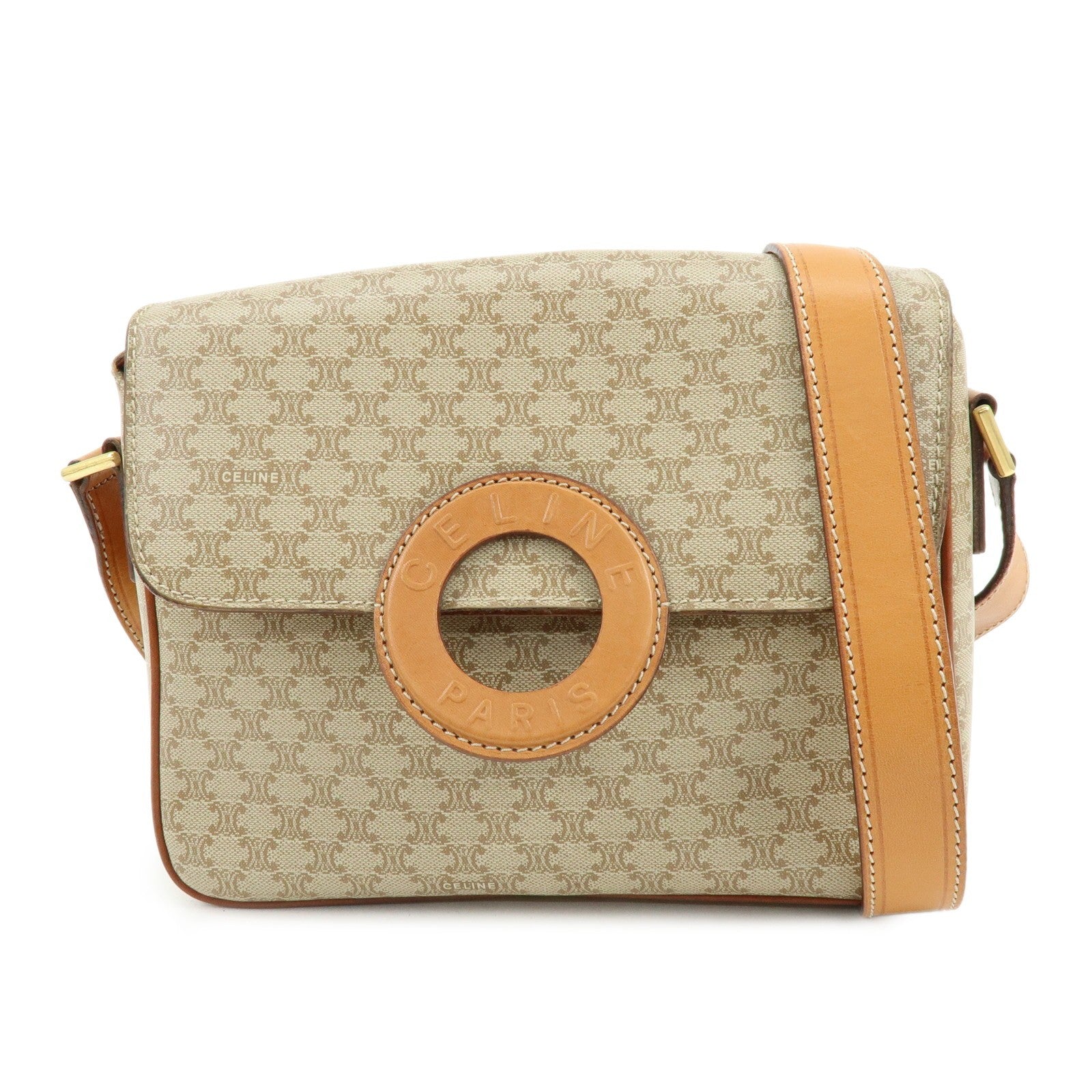 Celine Macadam Shoulder Bag - Beige, PVC Leather