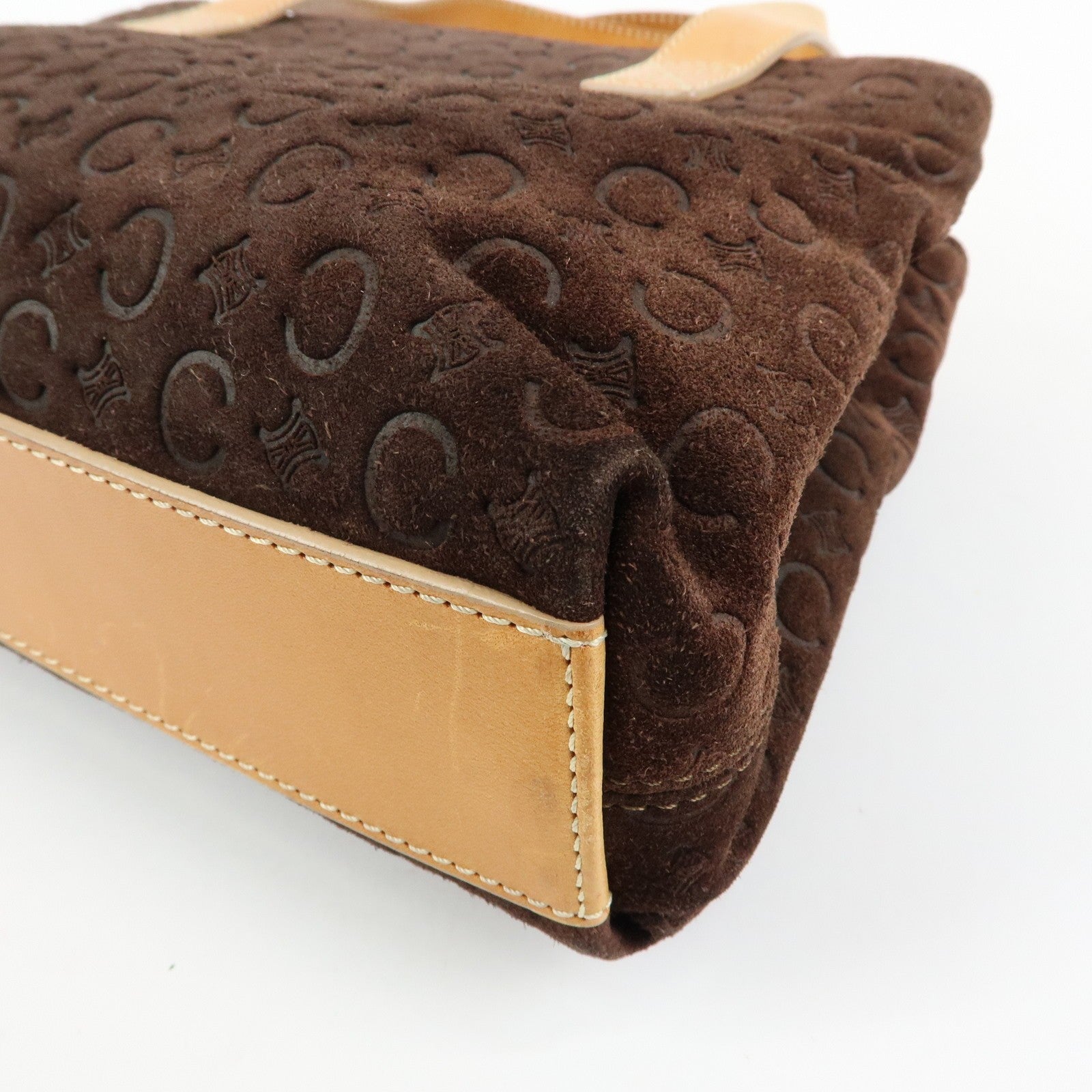 Celine C Macadam Hand Bag - Dark Brown, Suede Leather