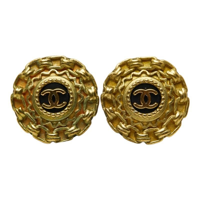 Chanel Vintage Coco Mark Earrings - Gold, Plated