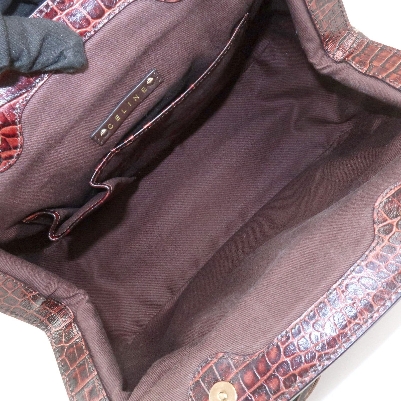 Celine Macadam Canvas Emboss Leather Shoulder Bag - Dark Brown, Canvas Leather