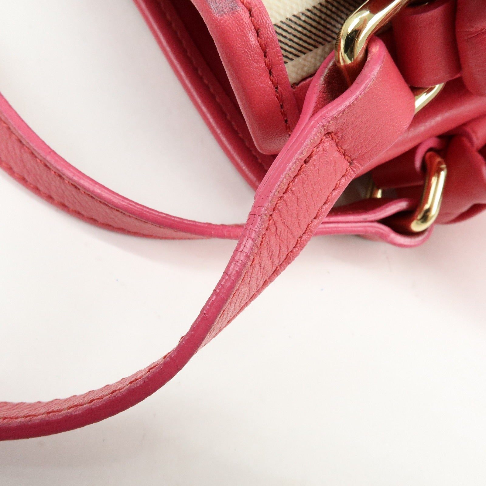 Burberry Side Ribbon Hand Bag - Nova Plaid Brown Pink, PVC Coating Canvas, Leather