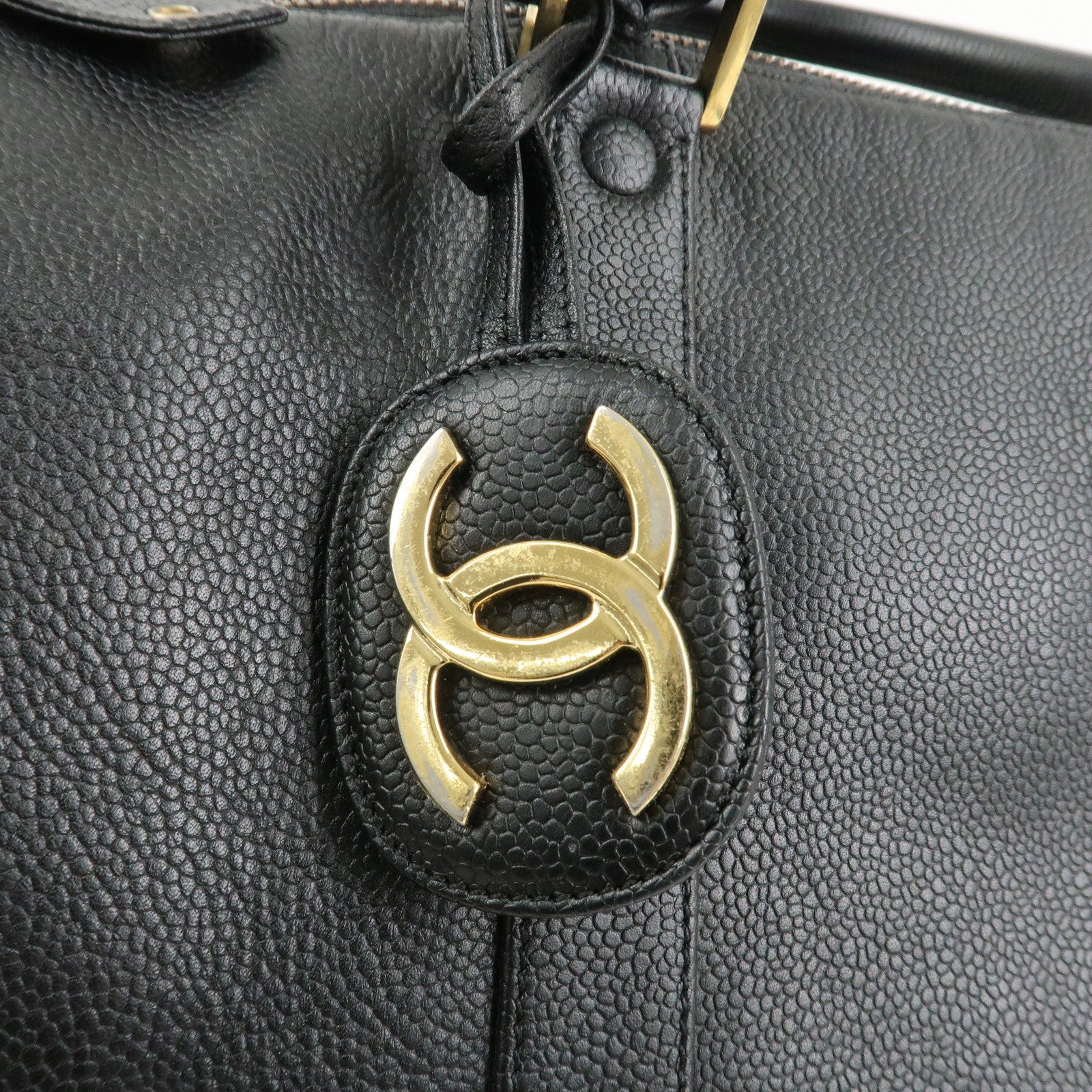 Chanel Coco Mark Caviarskin Boston Bag - Black, Leather