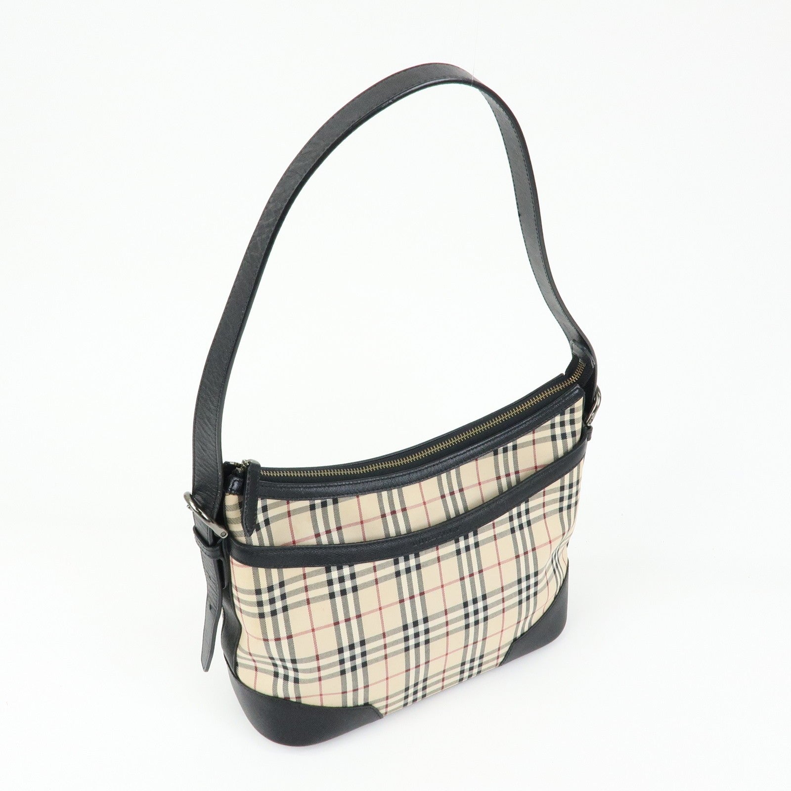 Burberry Nova Plaid Shoulder Bag - Beige, Canvas Leather