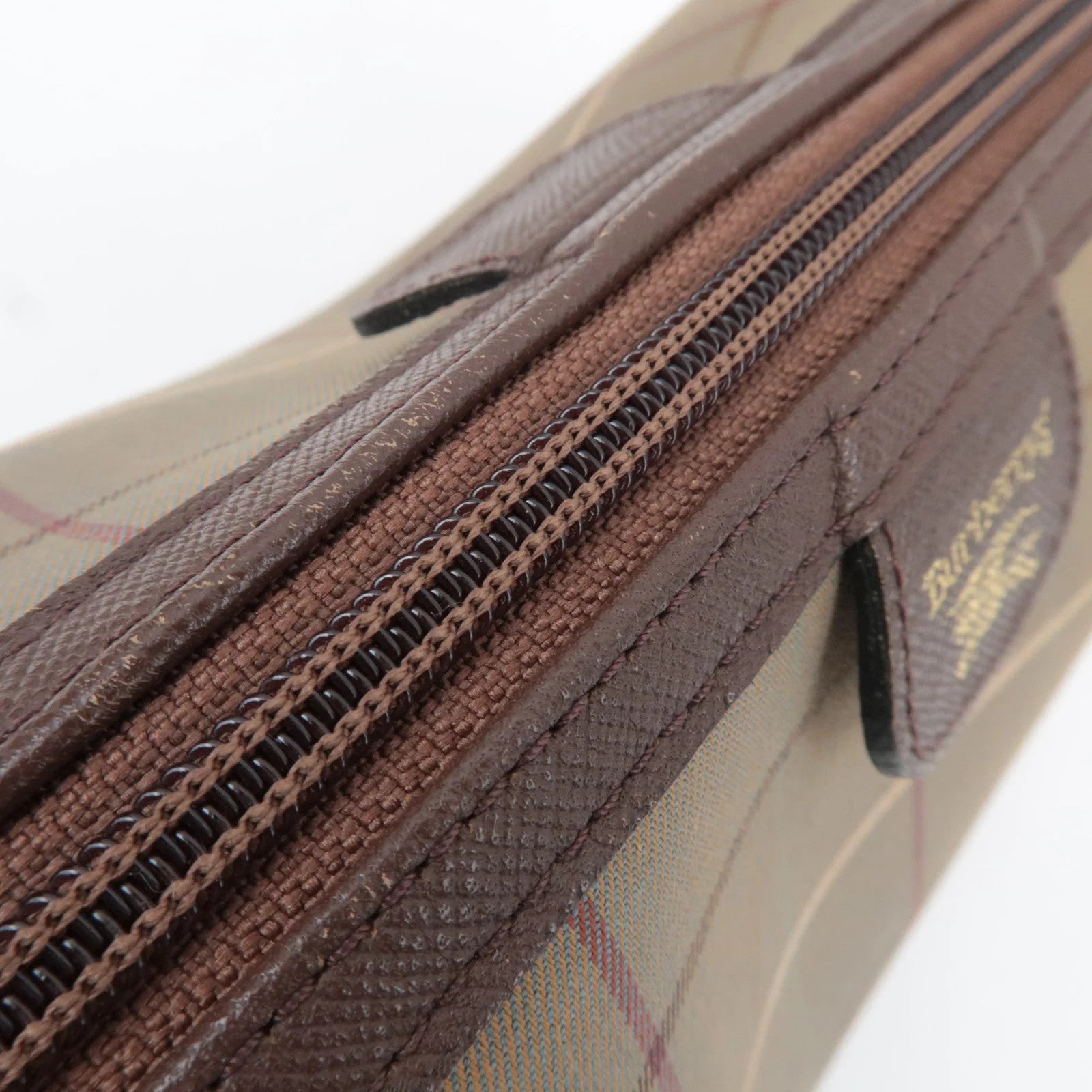 Burberry Nova Plaid Cosmetic Pouch - Beige, Canvas Leather