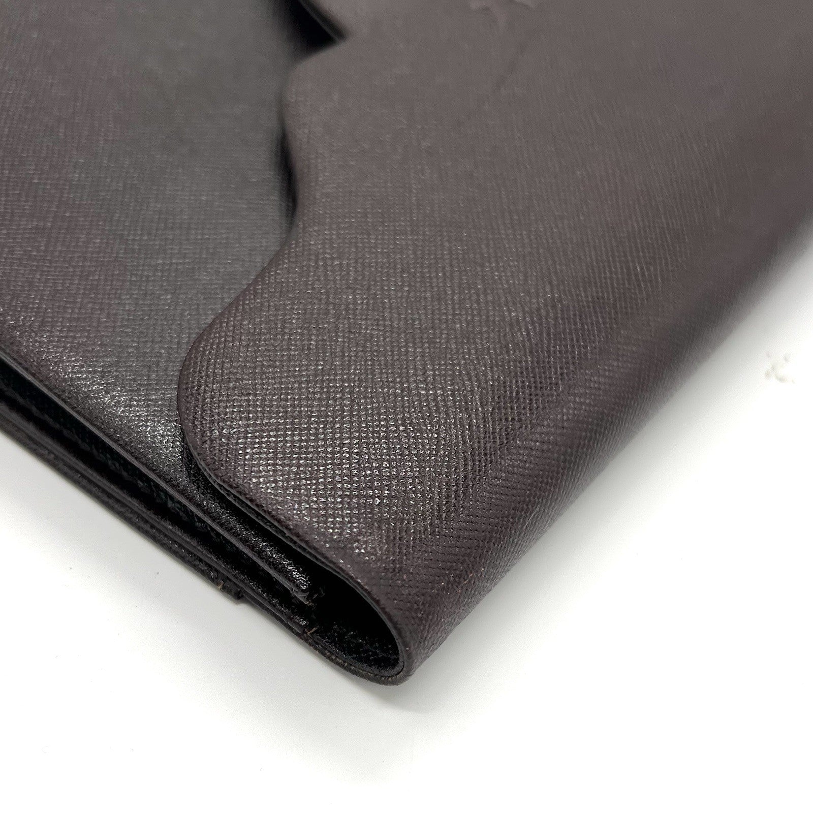 Saint Laurent YSL Vintage Clutch Bag - Brown, Saffiano Leather