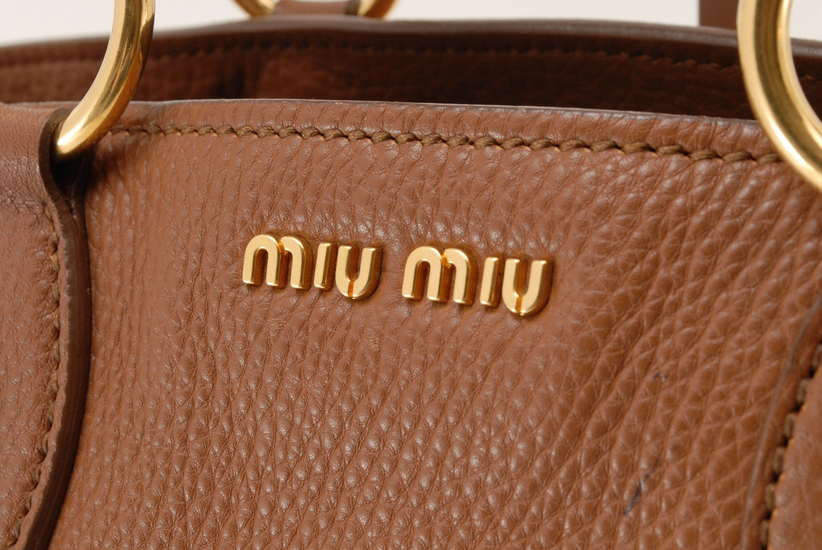 Miu Miu Vitello Lux Tote Handbag - Brown, Leather