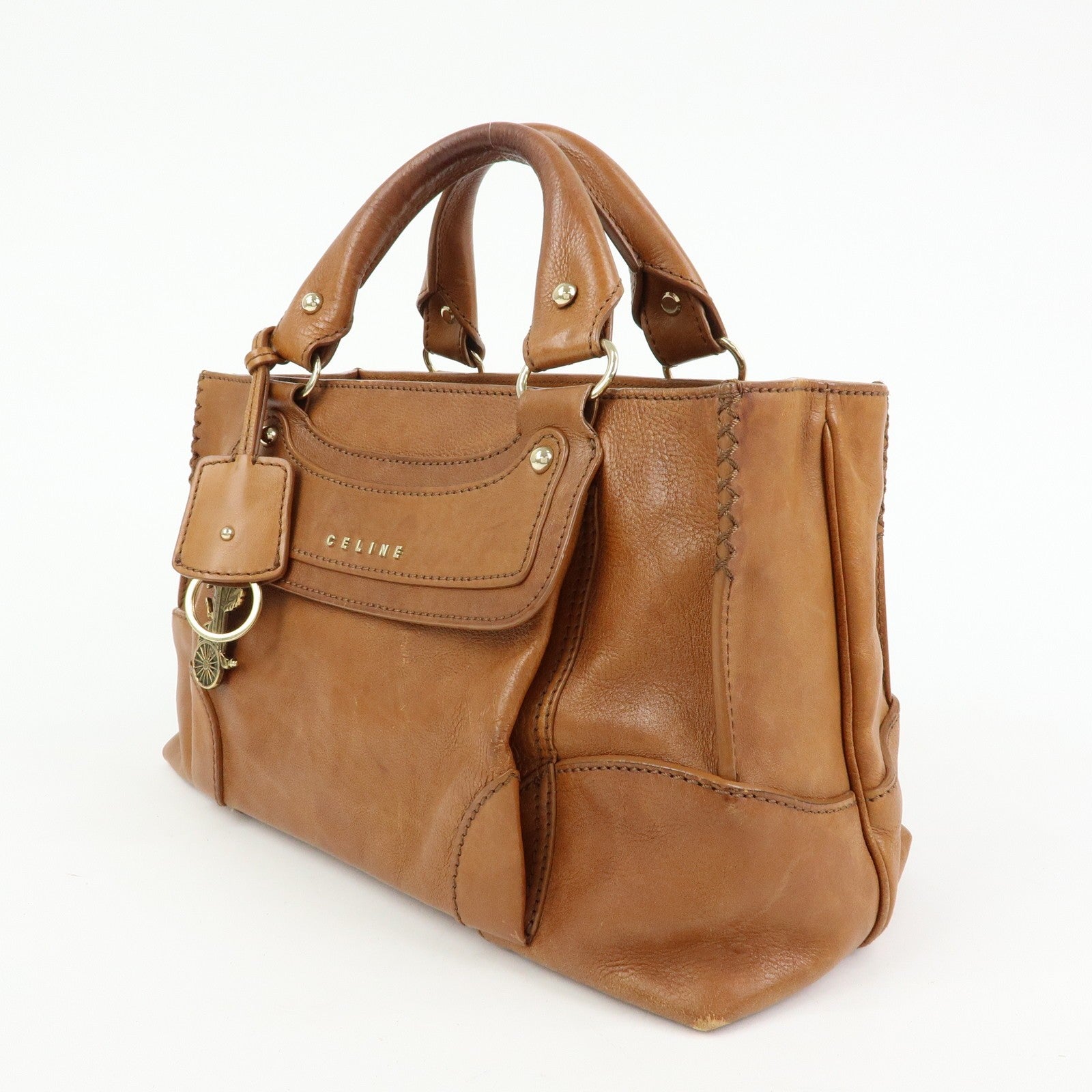Celine Logo Leather Boogie Bag - Brown, Leather