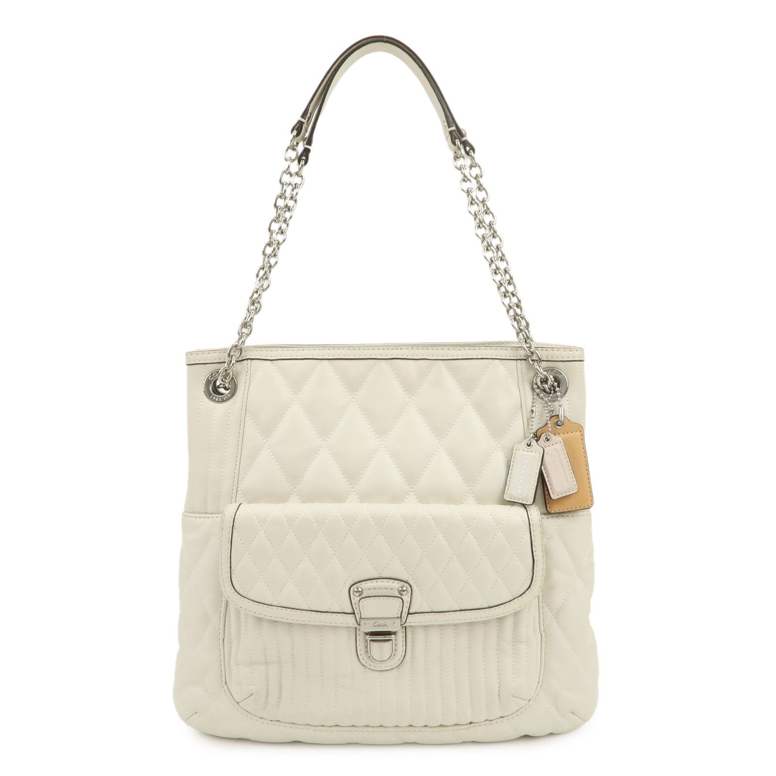 Coach Leather Chain Shoulder Bag - Ivory, Leather