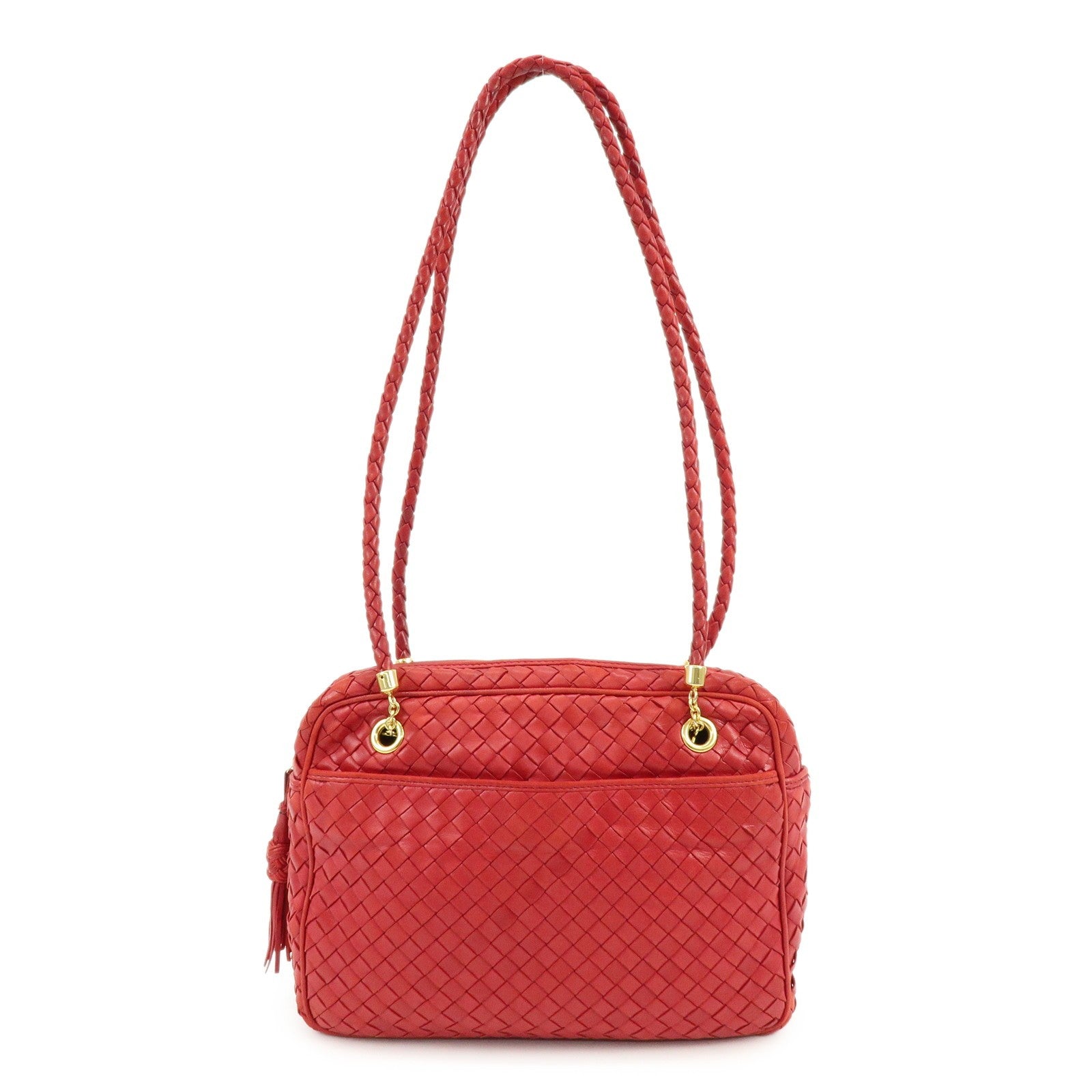Bottega Veneta Intrecciato Shoulder Bag - Red, Leather