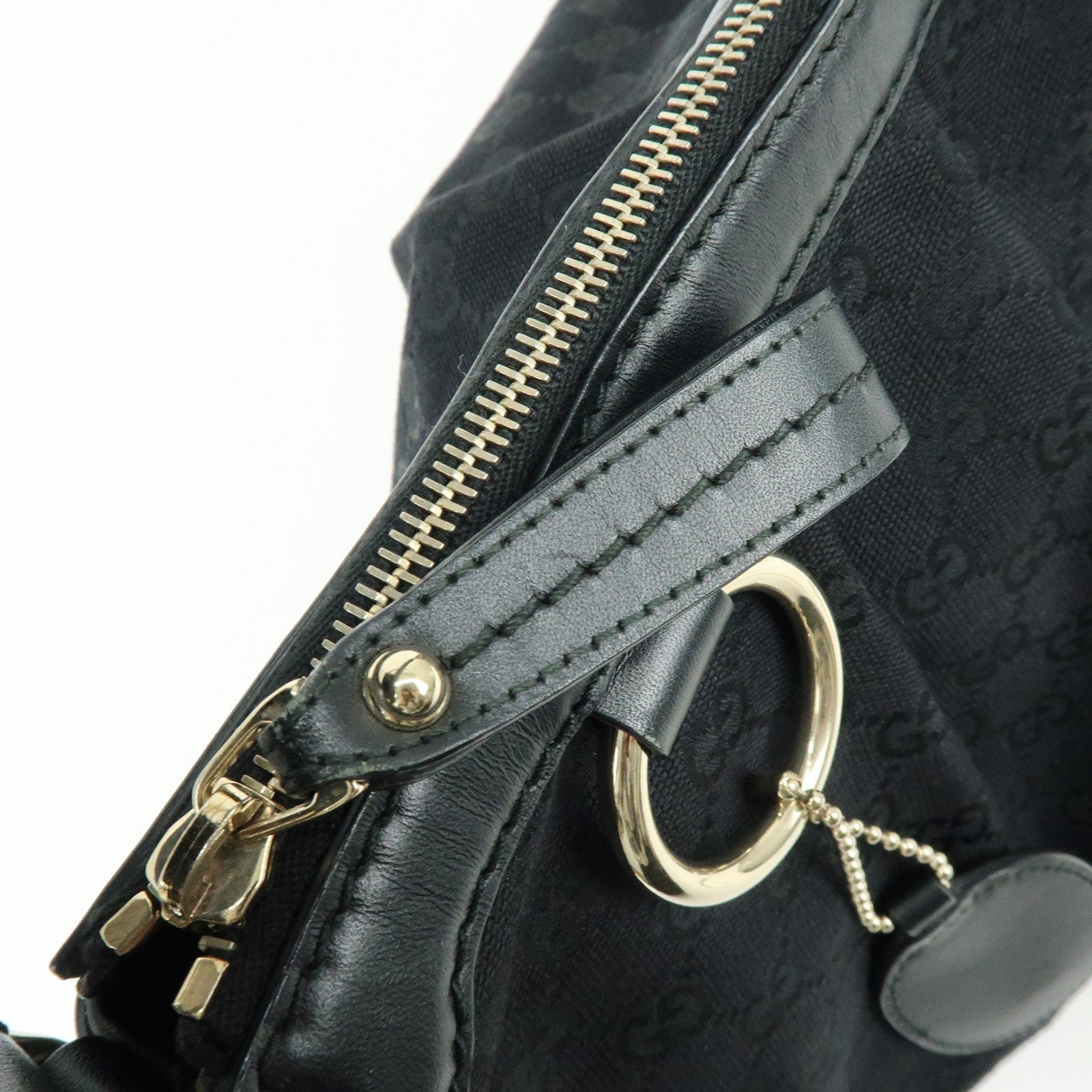 GUCCI Sukey GG Canvas Leather Shoulder Bag Black