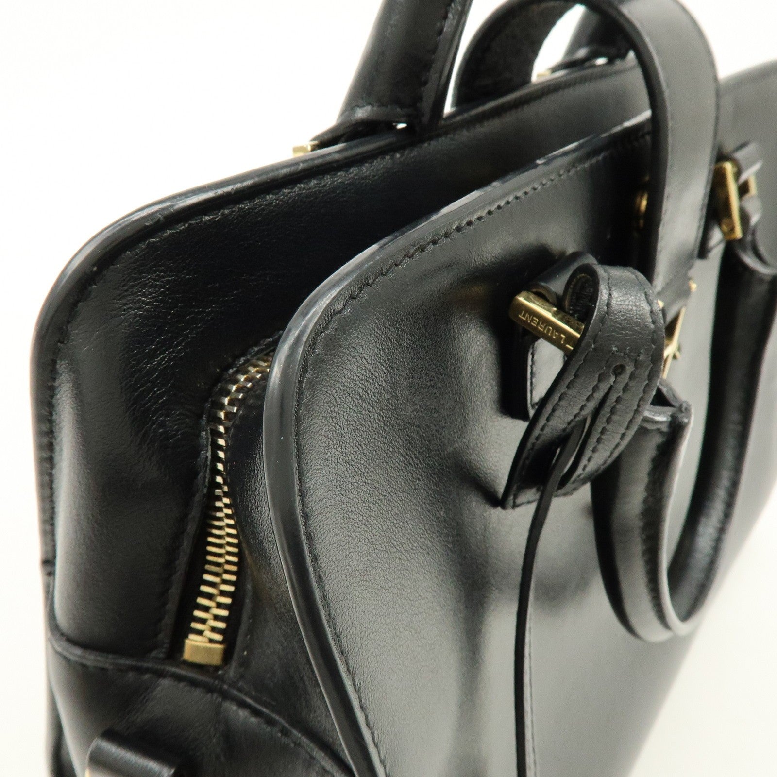 Saint Laurent Paris Baby Cabas Cassandra Hand Bag - Black, Leather