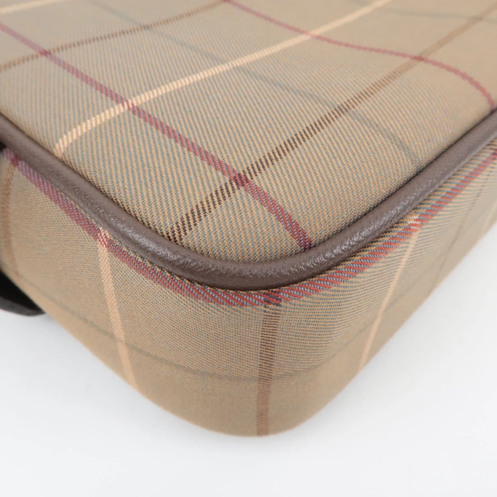 Burberry BURBERRY burberrys Plaid Canvas Leather Clutch Bag - Khaki, Brown, Canvas, Leather