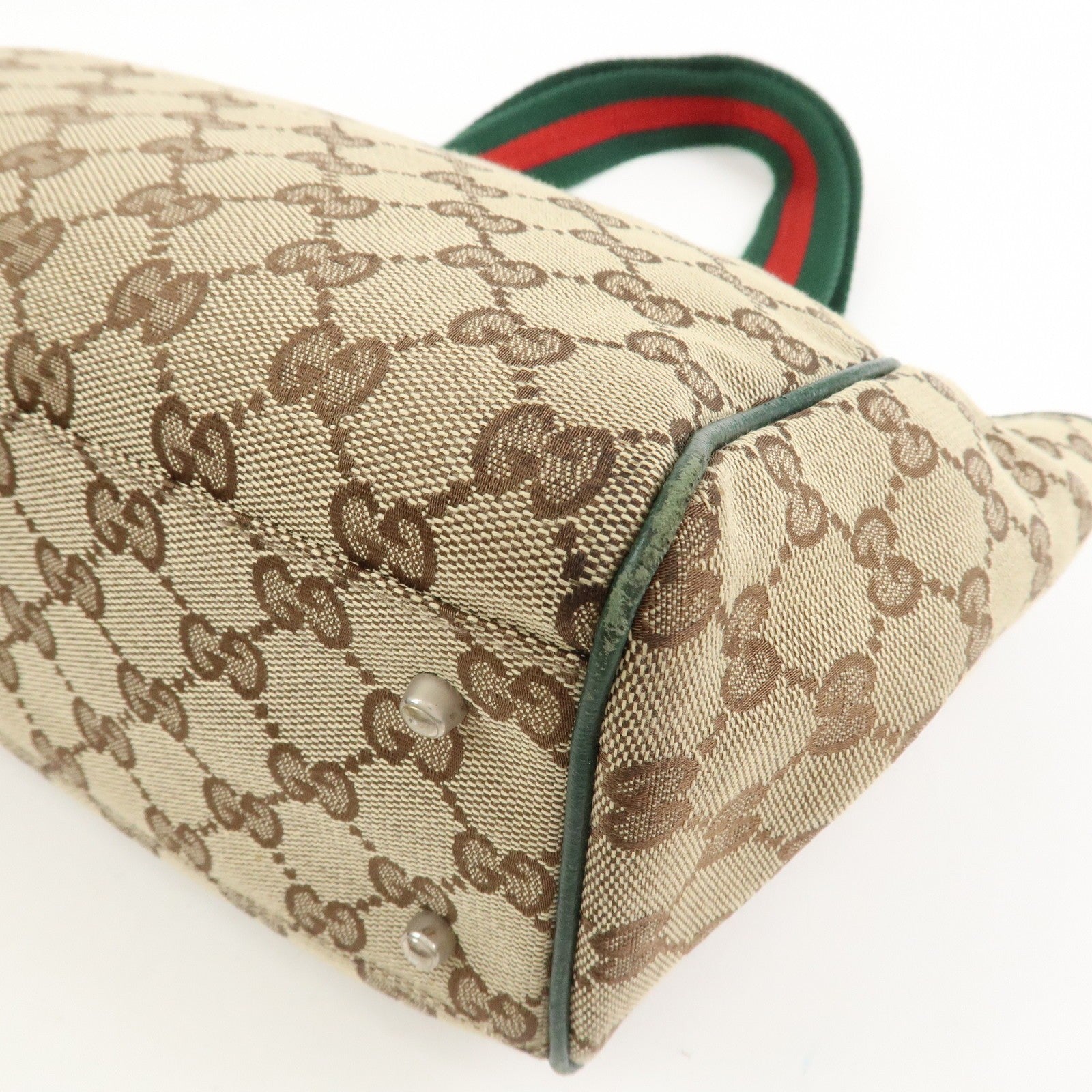 Gucci Tote Hand Bag - Brown and Green, GG Canvas and Leather