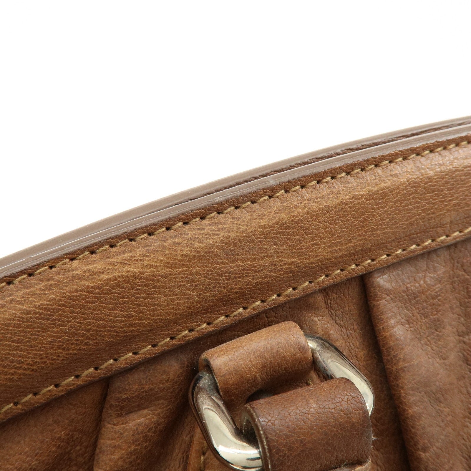 Prada Boston Hand Bag - Brown, Leather