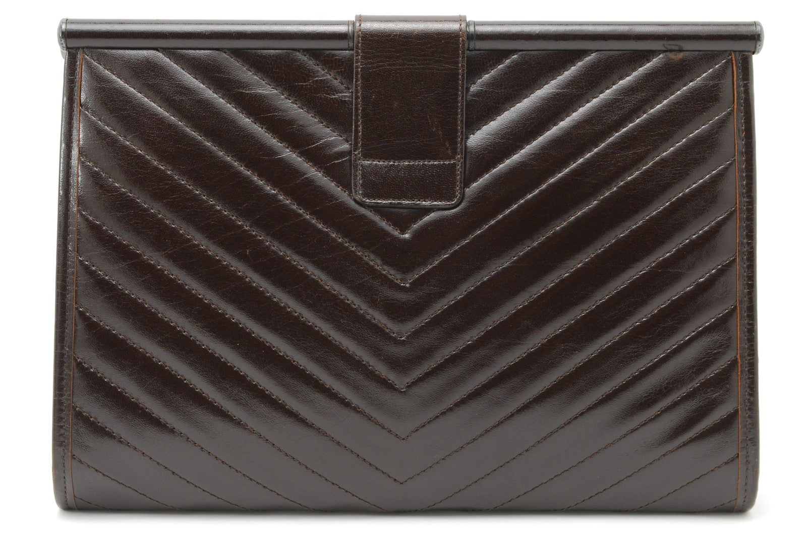 Saint Laurent Yves Clutch Bag - Brown, Leather