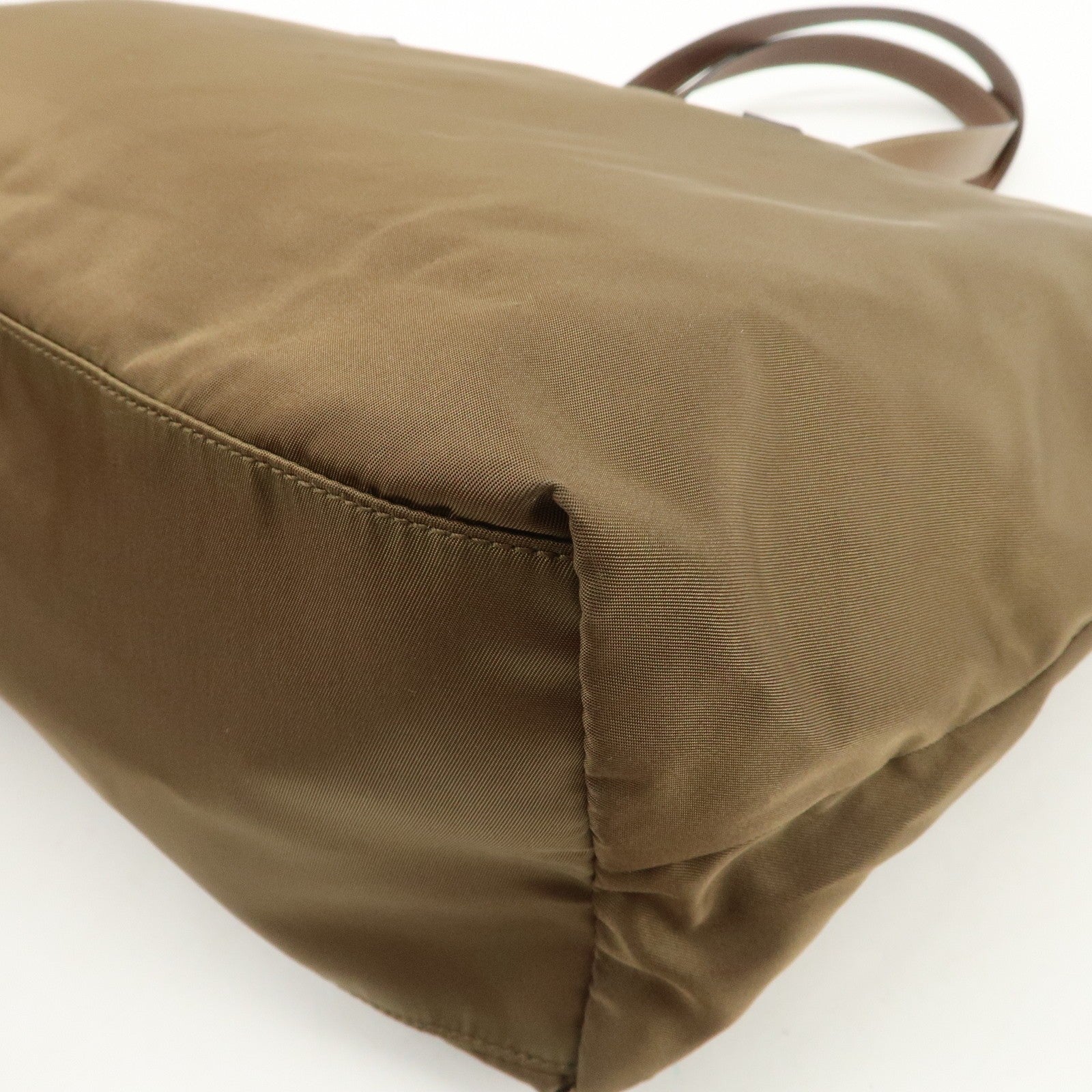 Prada Triangle Logo Tote Bag - Brown, Nylon and Saffiano Leather