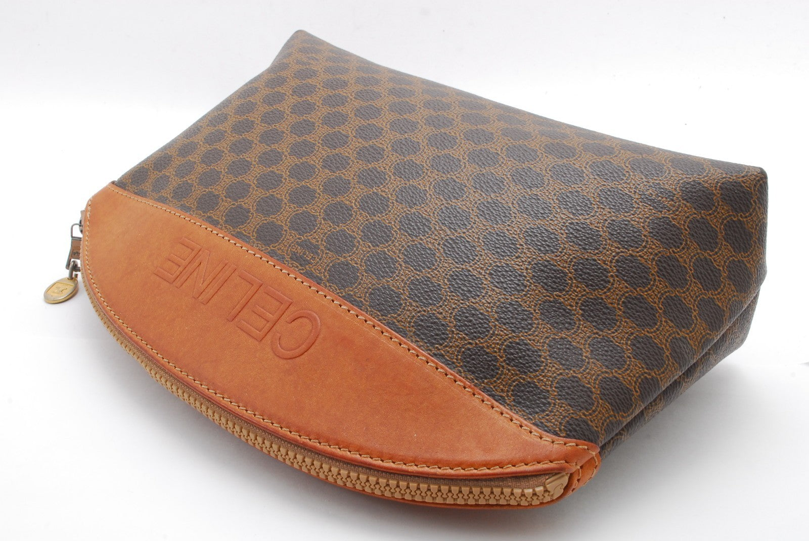 Celine C Charm Clutch Hand Bag - Beige Brown, PVC Leather