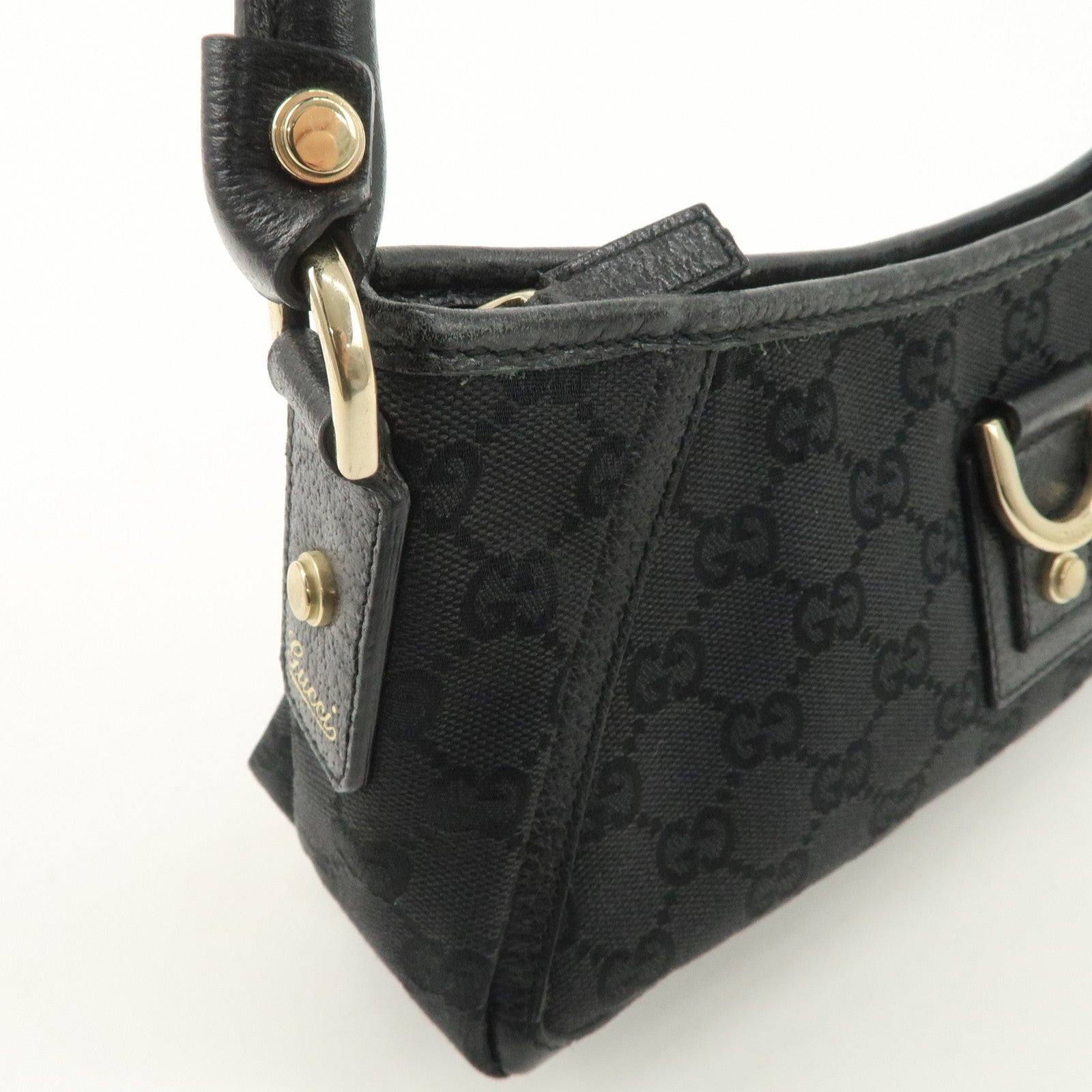 Gucci Abbey GG Canvas Leather One Shoulder Bag - Black, Canvas