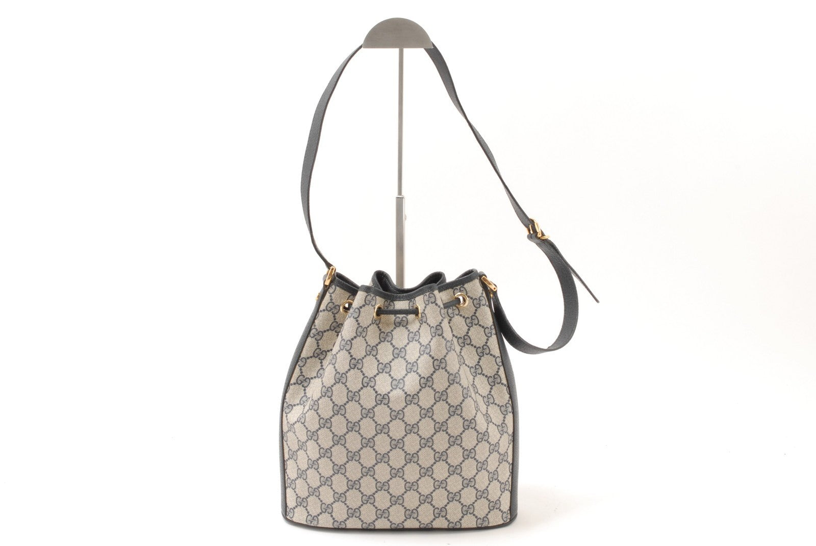 Gucci GG Bucket Bag Shoulder Bag - Navy Blue, Canvas and Leather