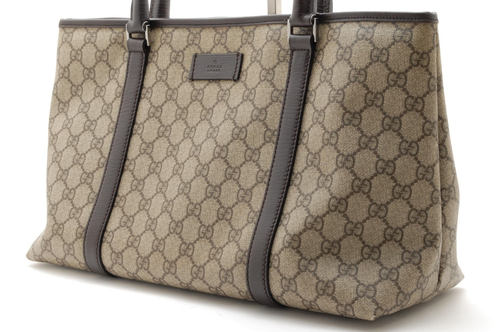 Gucci GG Supreme Tote Bag - Beige Brown, PVC Leather
