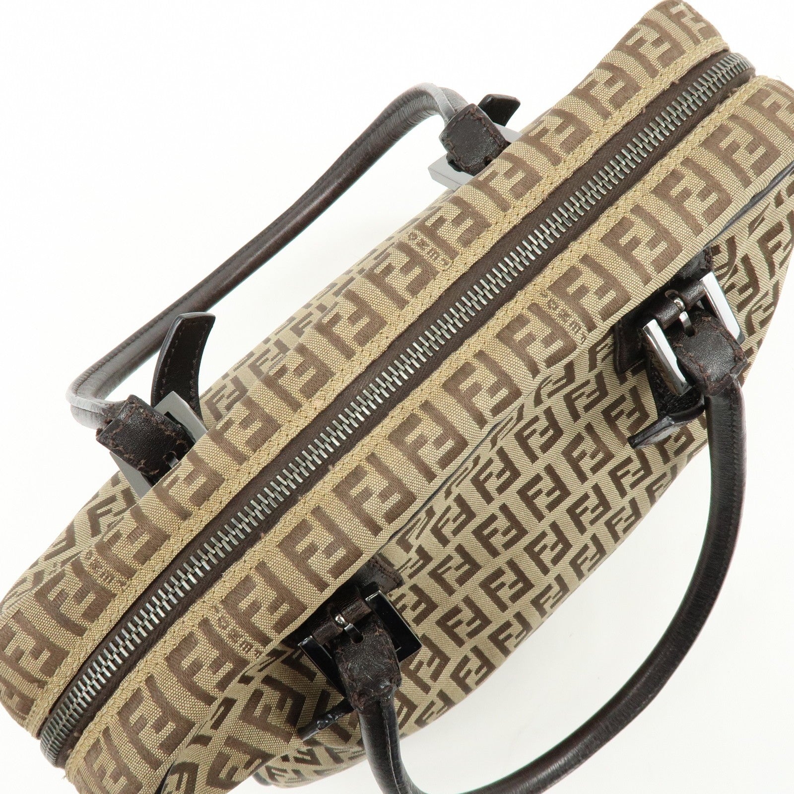 Fendi Zucchino Boston Shoulder Bag - Beige, Canvas Leather