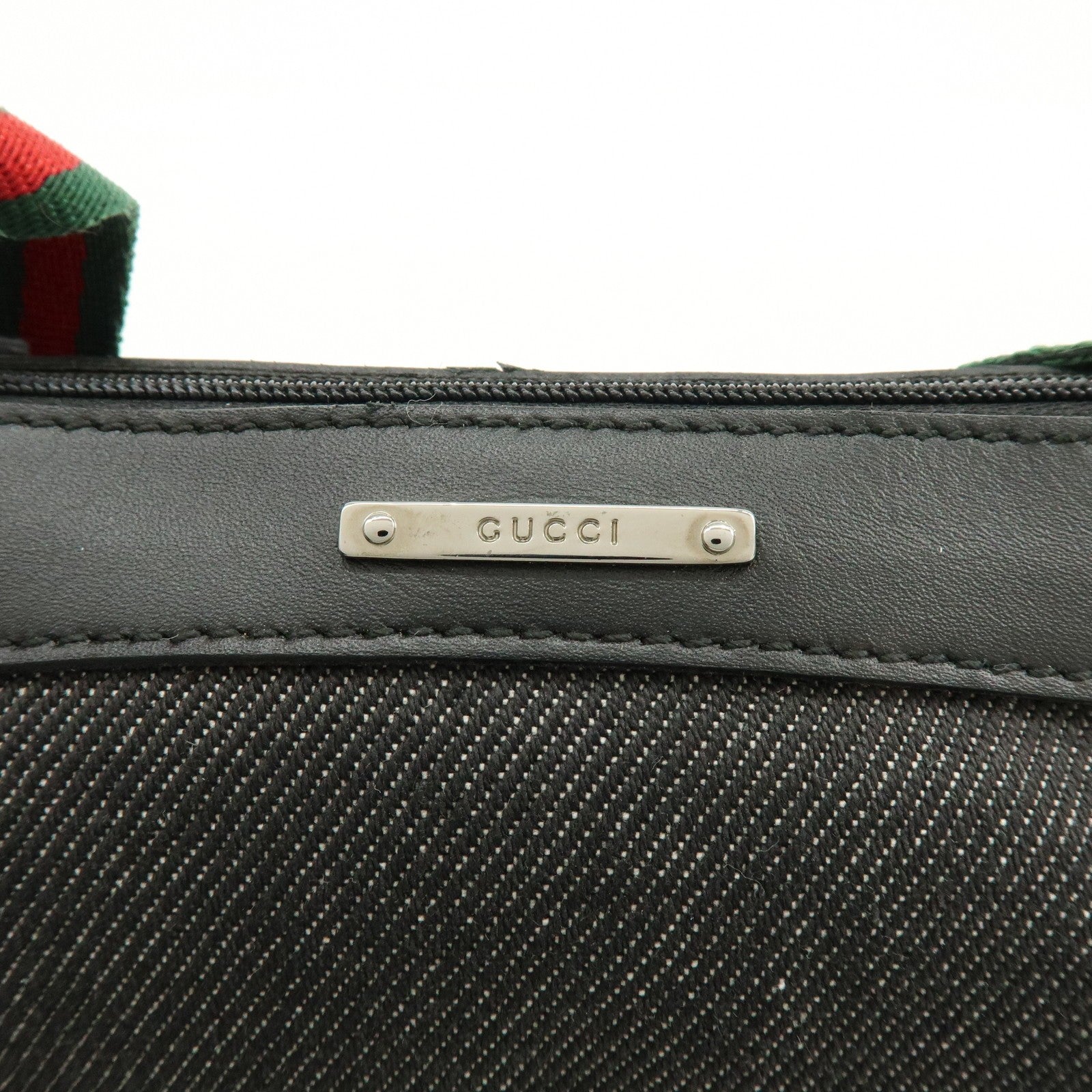 Gucci Hand Bag - Black, Denim, Leather