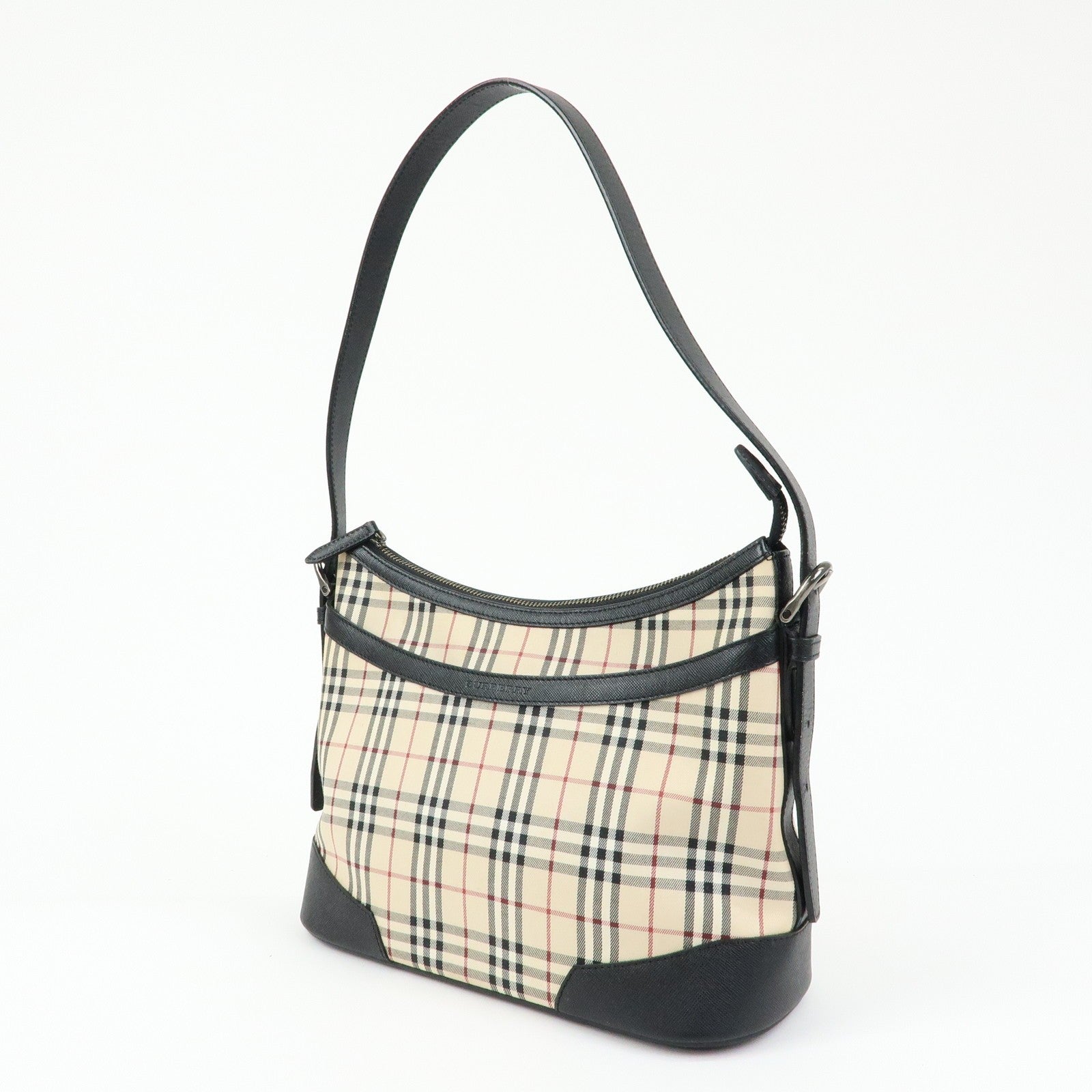 Burberry Nova Plaid Shoulder Bag - Beige, Canvas Leather