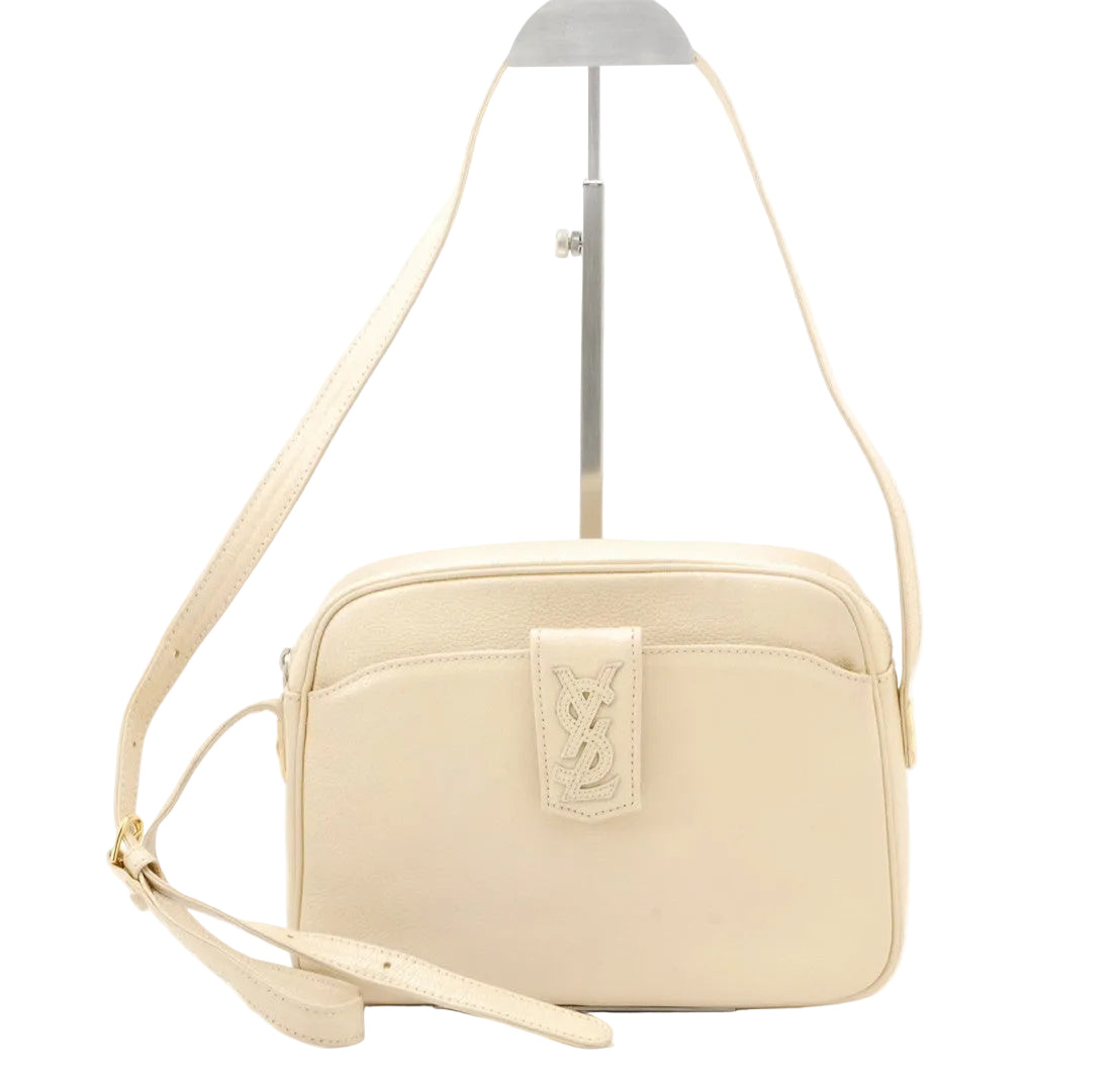 Saint Laurent Shoulder Tote Stitch Bag - Ivory, Leather