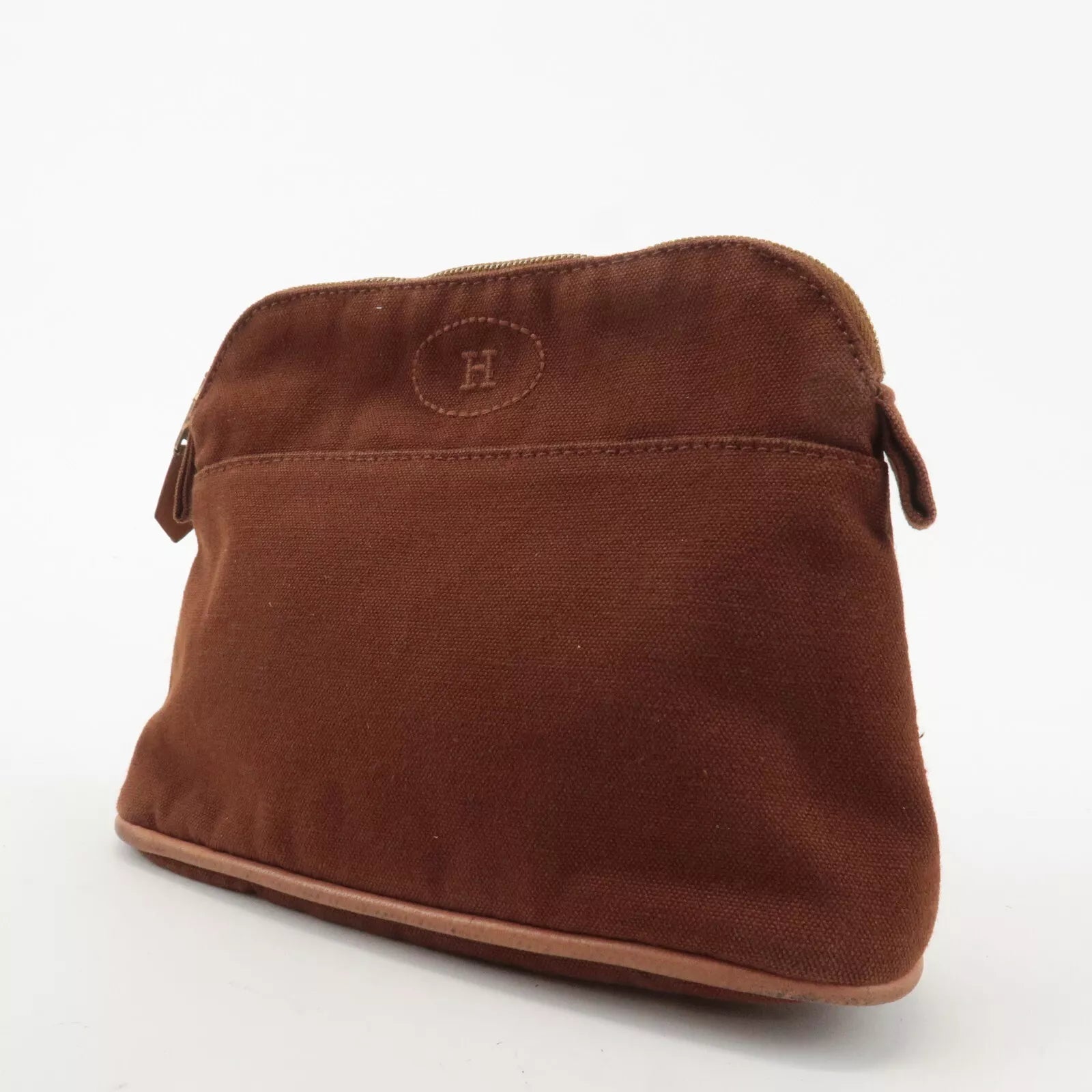 HERMES Pouch - Brown, Canvas, Leather