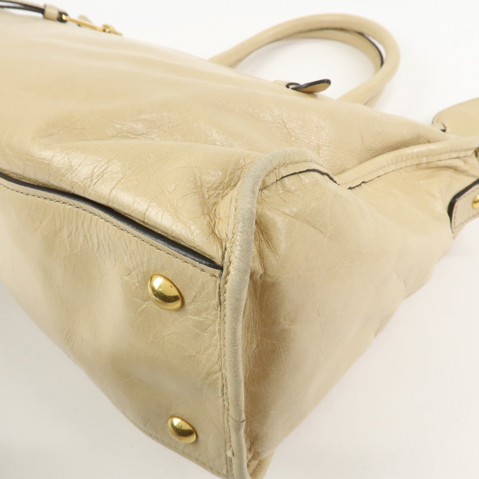 Miu Miu Logo Leather 2Way Bag - Beige, Leather