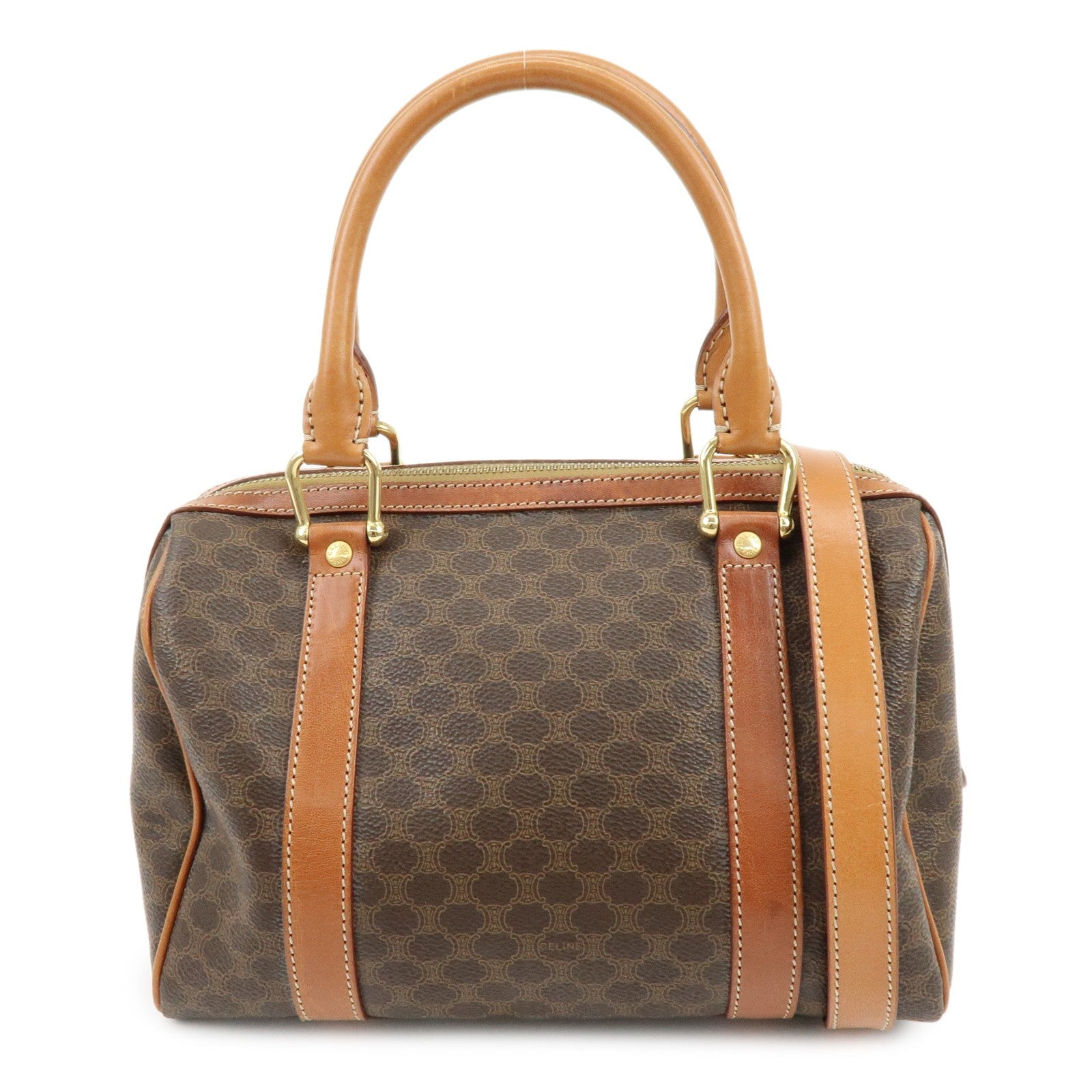 Celine Macadam Logo 2Way Boston Hand Bag - Brown, PVC Leather