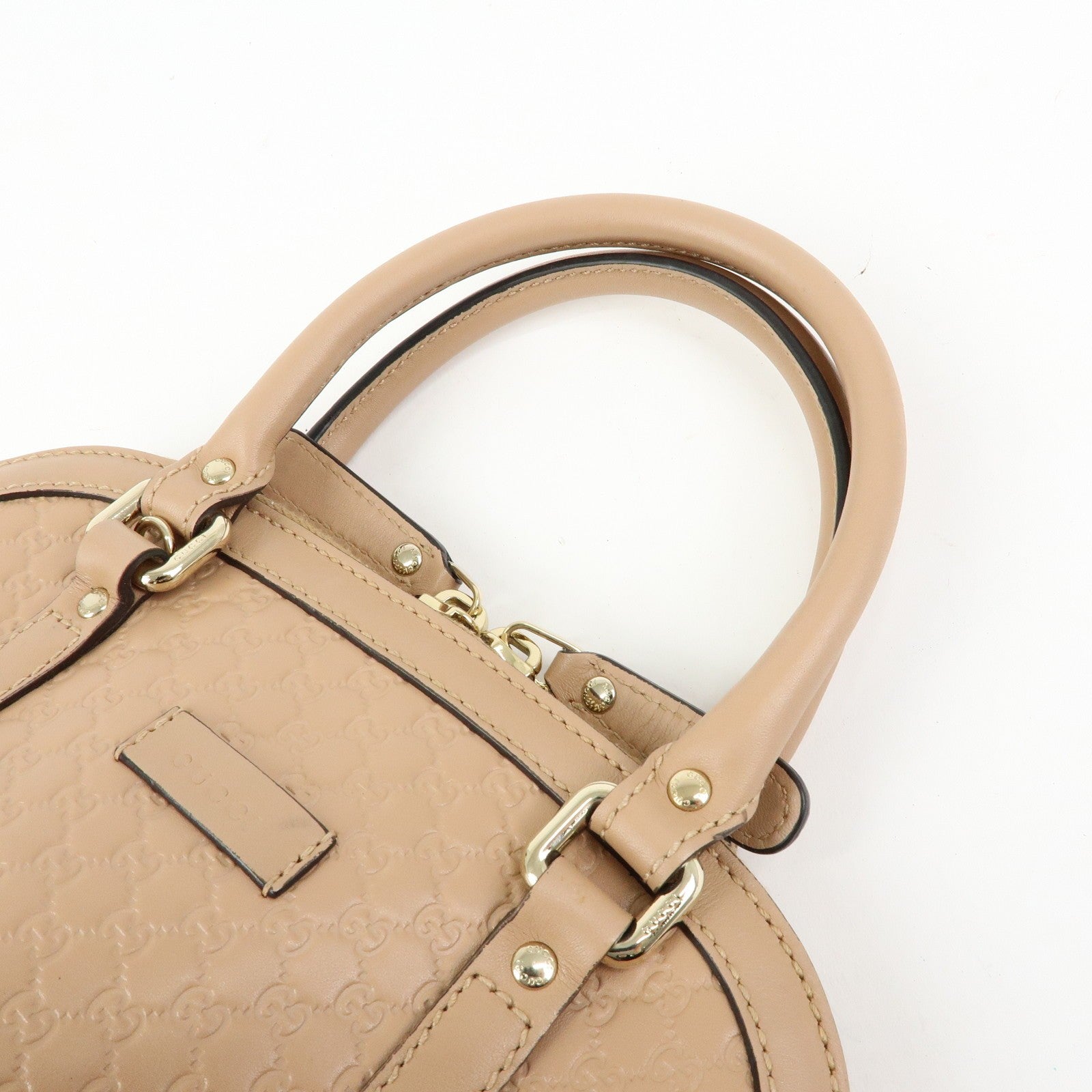 GUCCI Microguccissima Leather Bag Hand Bag Beige