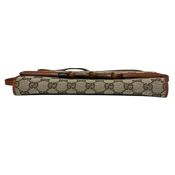 Gucci Bamboo Shoulder Bag - Beige x Brown, Canvas x Leather x Bamboo