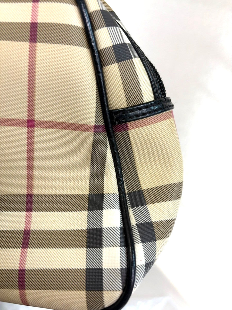 Burberry Nova Check Hand Bag - Beige Black, Leather PVC
