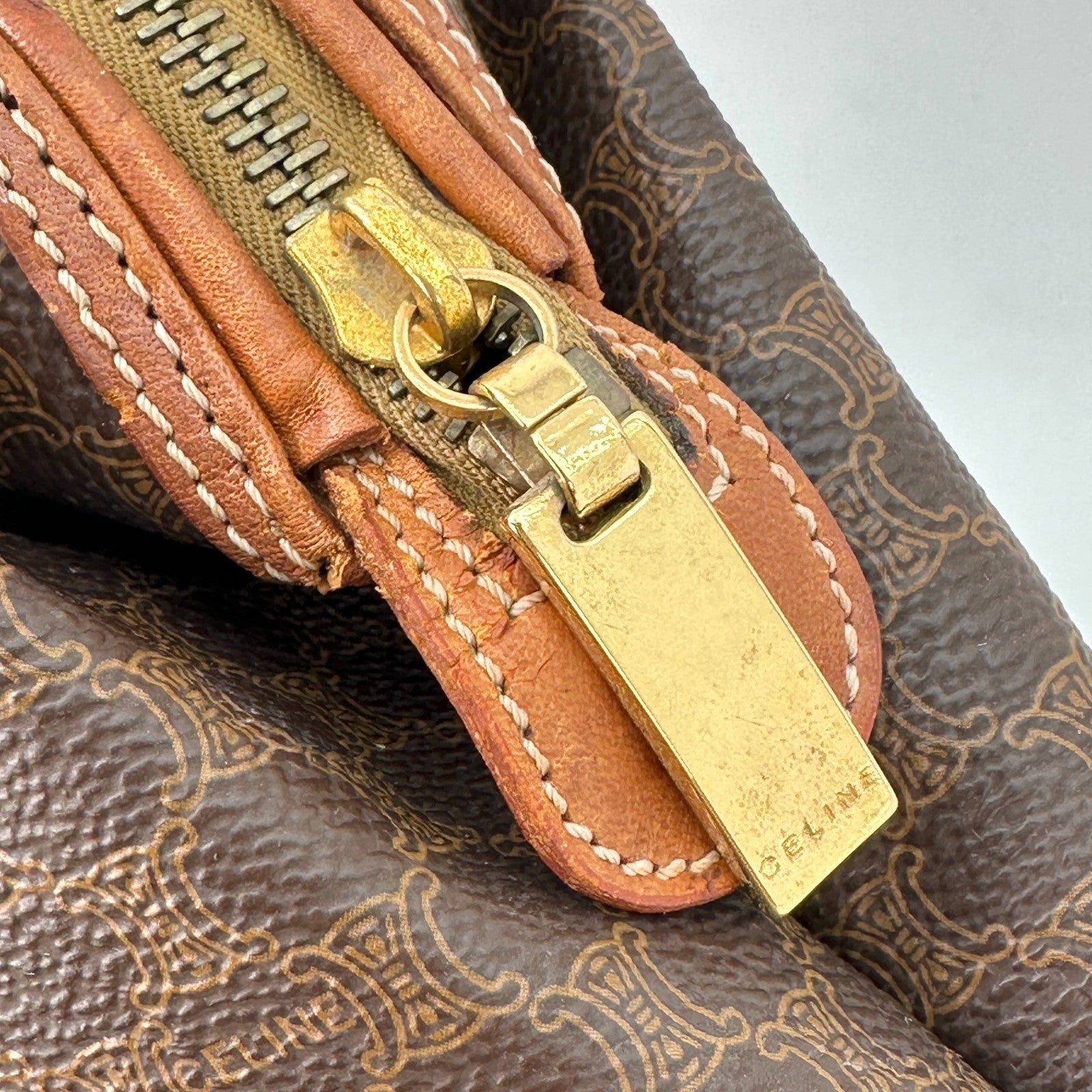 Celine Macadam Cosmetic Pouch - Brown, PVC Leather