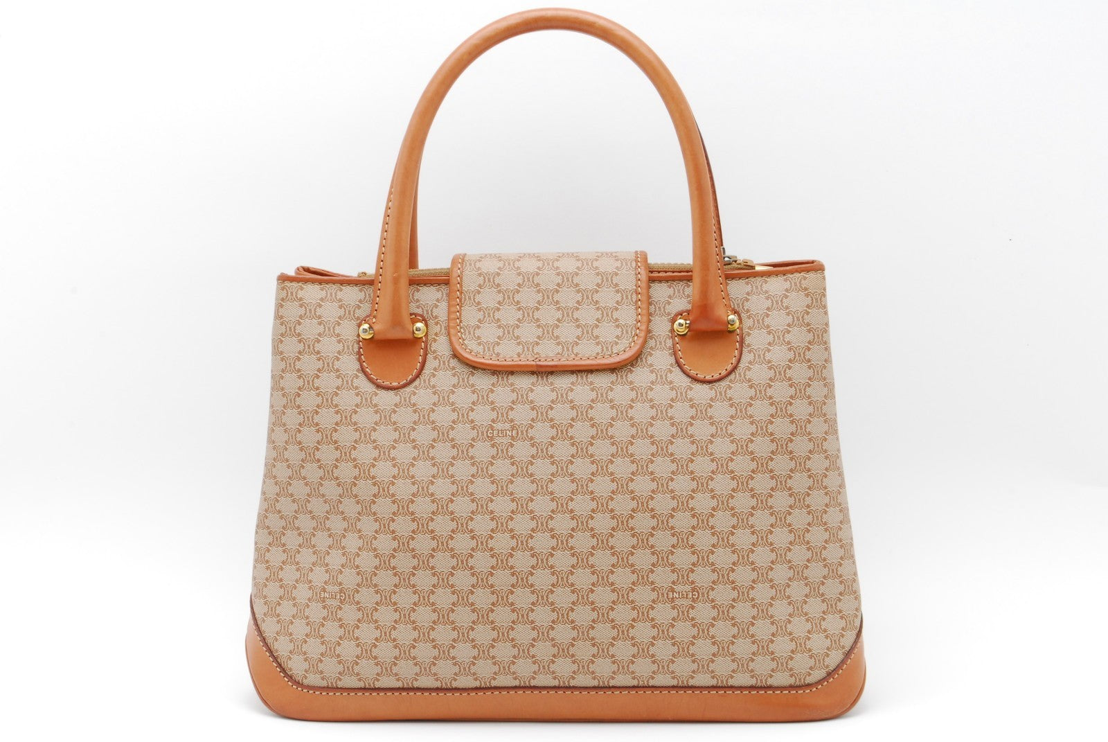 Celine Macadam Tote Hand Bag - Beige, PVC Leather