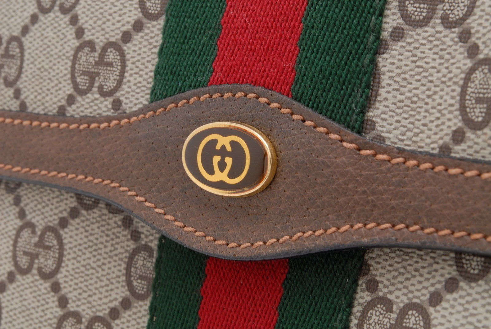 Gucci Sherry Clutch Bag - Beige Brown, PVC