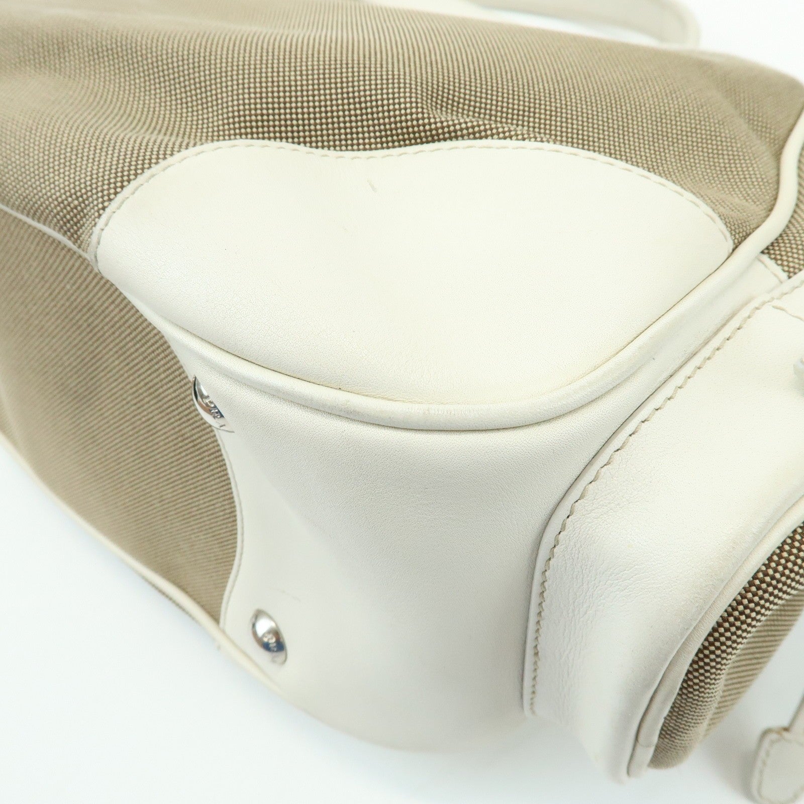 Prada Triangle Logo Shoulder Bag - Beige Ivory, Nylon Jacquard Leather