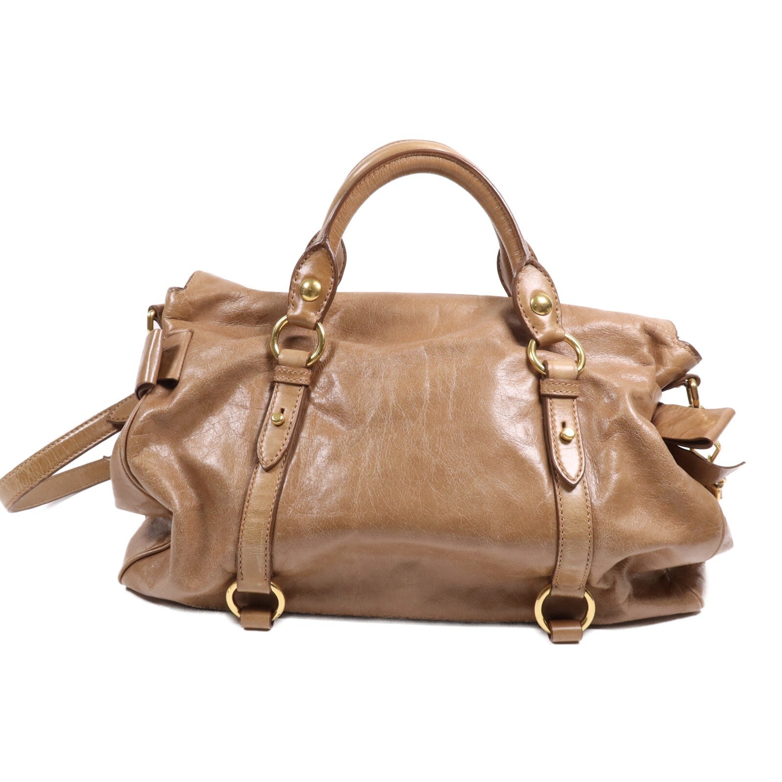 Miu Miu GHW 2 Way Shoulder Bag - Brown, Calfskin Leather