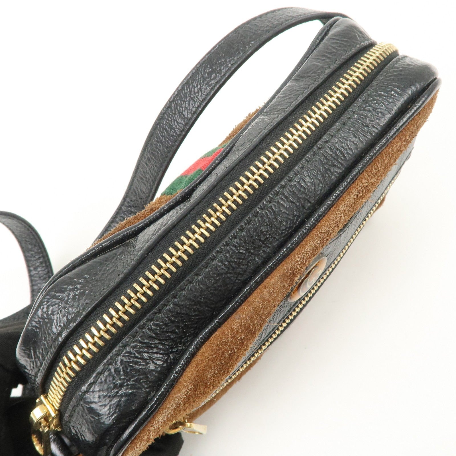 Gucci Ophidia Sherry Shoulder Bag - Brown, Suede Patent Leather